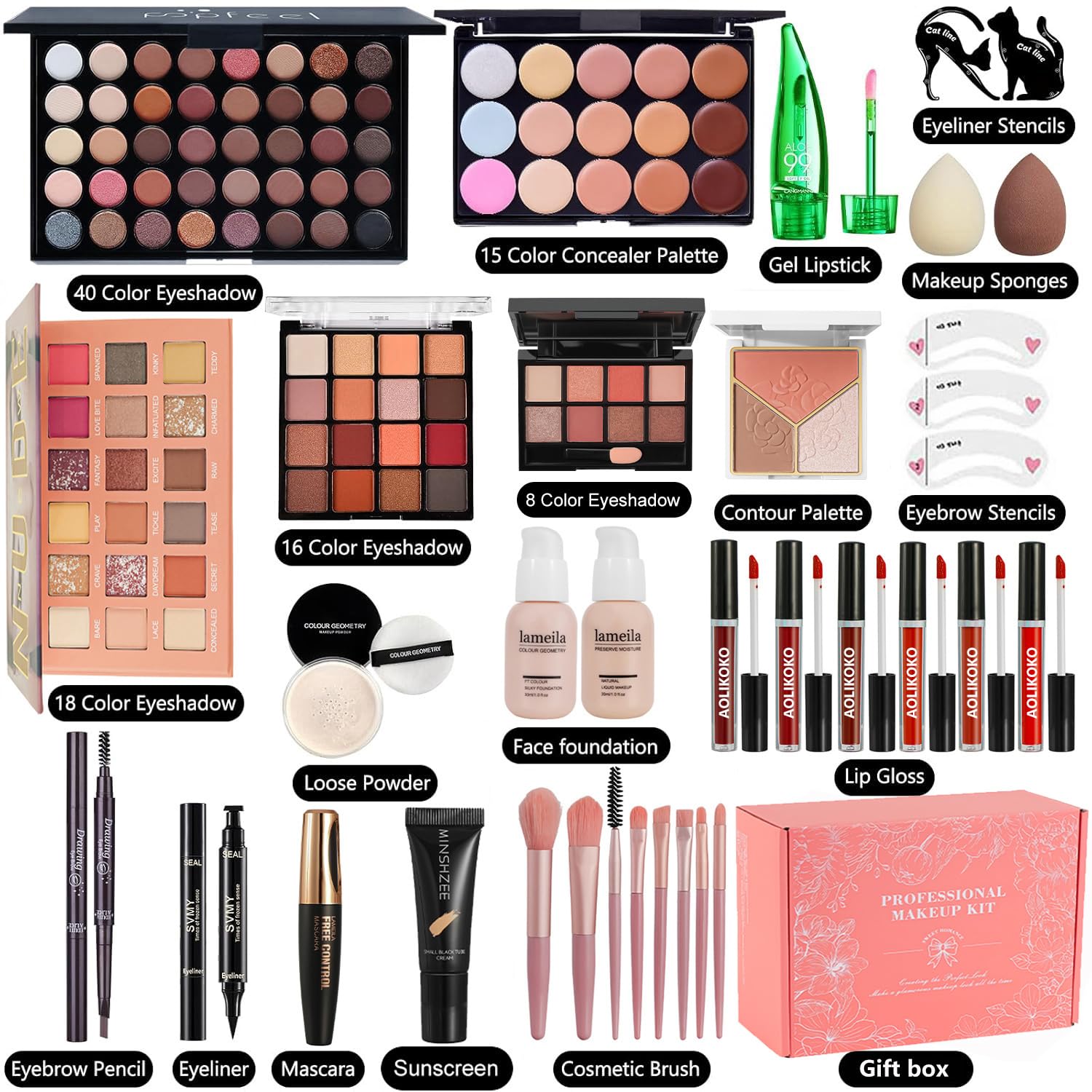 SET DE MAQUILLAJE COLIUSA ALL IN ONE KIT COMPLETO PARA MUJER - 2
