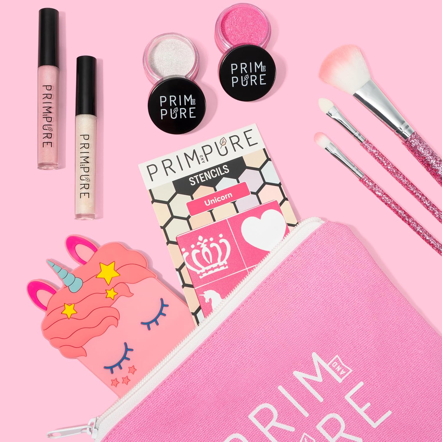 SET DE MAQUILLAJE INFANTIL PRIM AND PURE MINERAL CON ESPEJO UNICORNIO ROSA - 2