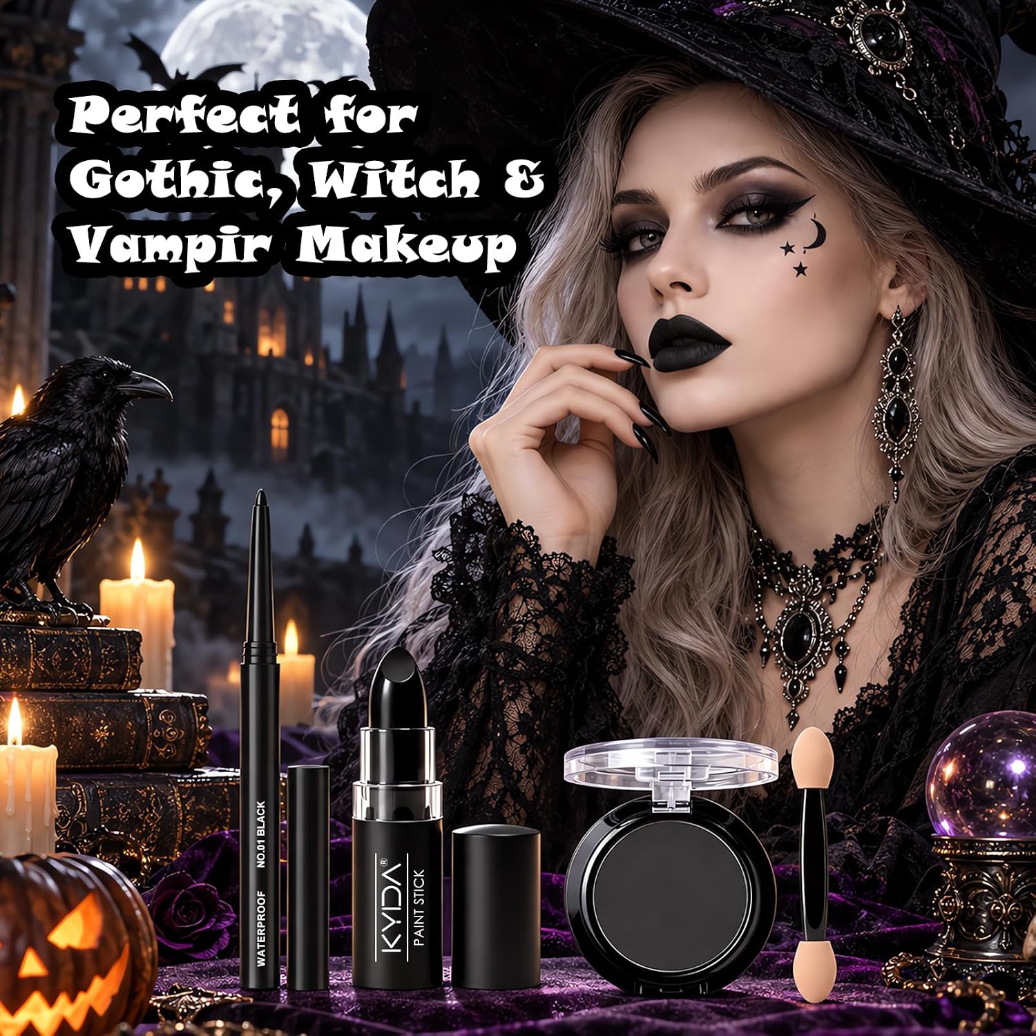 SET DE MAQUILLAJE KYDA BLACK GOTHIC PARA LABIOS Y OJOS - 2