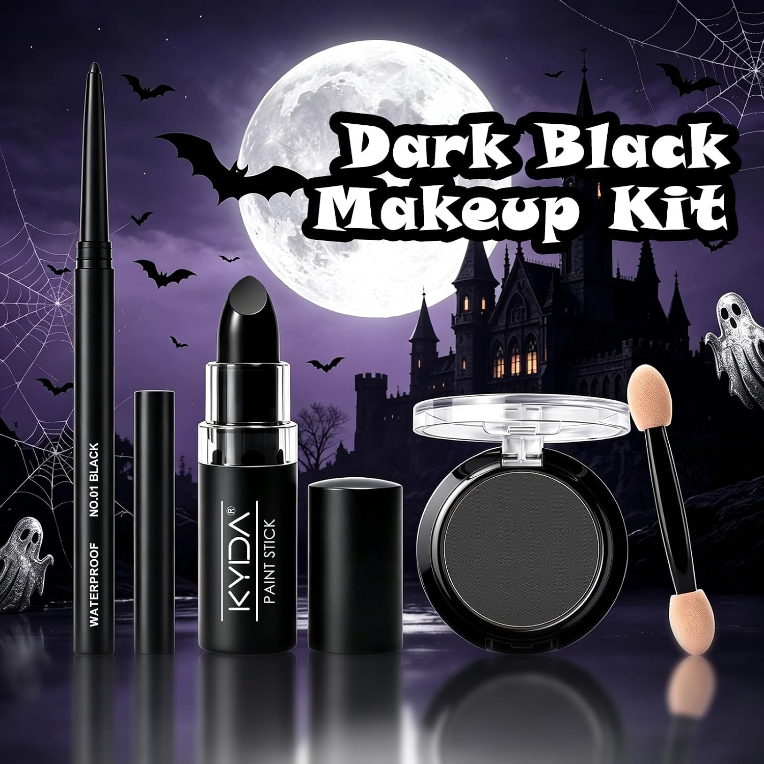 SET DE MAQUILLAJE KYDA BLACK GOTHIC PARA LABIOS Y OJOS - 3