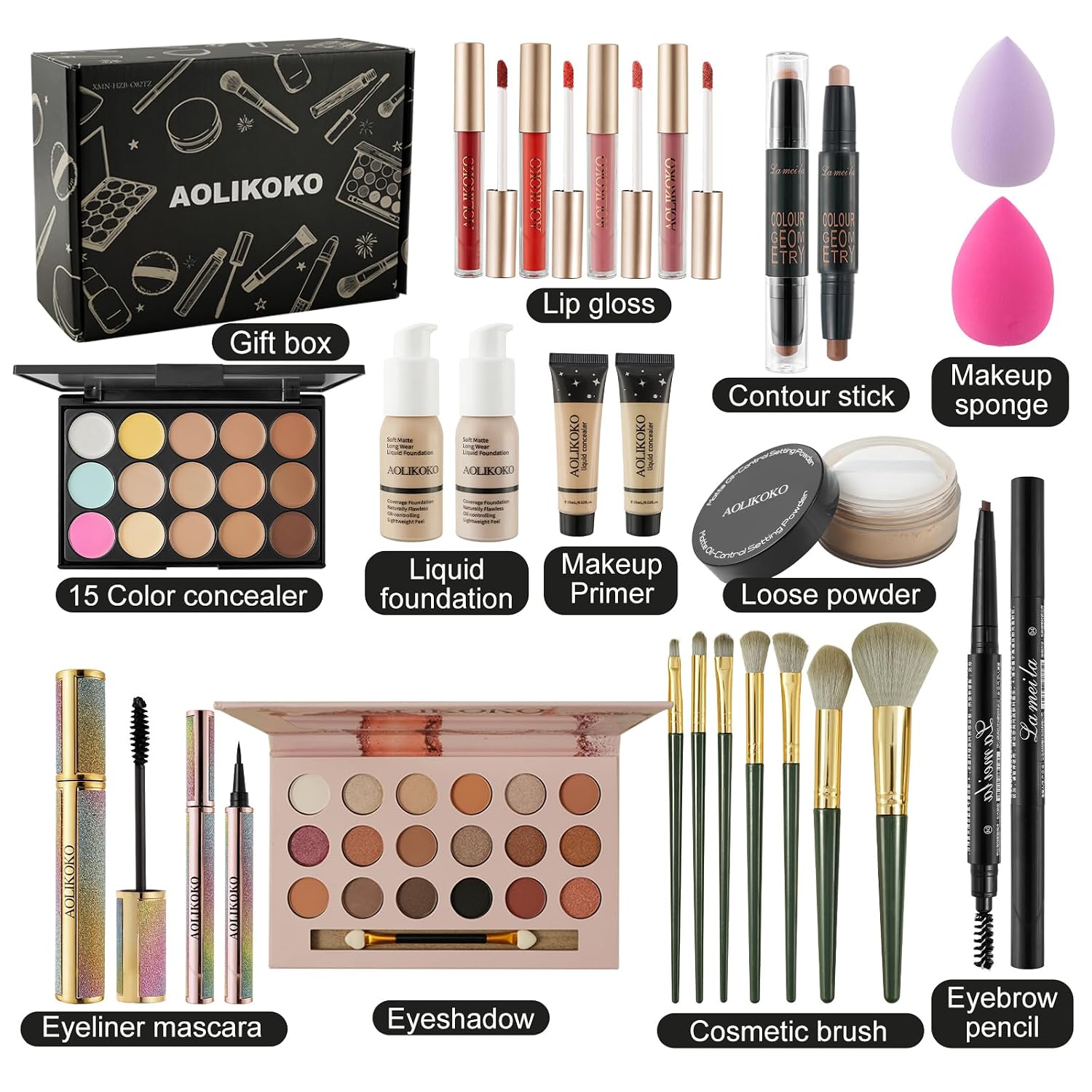 SET DE MAQUILLAJE COMPLETO AOLIKOKO HZB-082 PARA MUJER - 2
