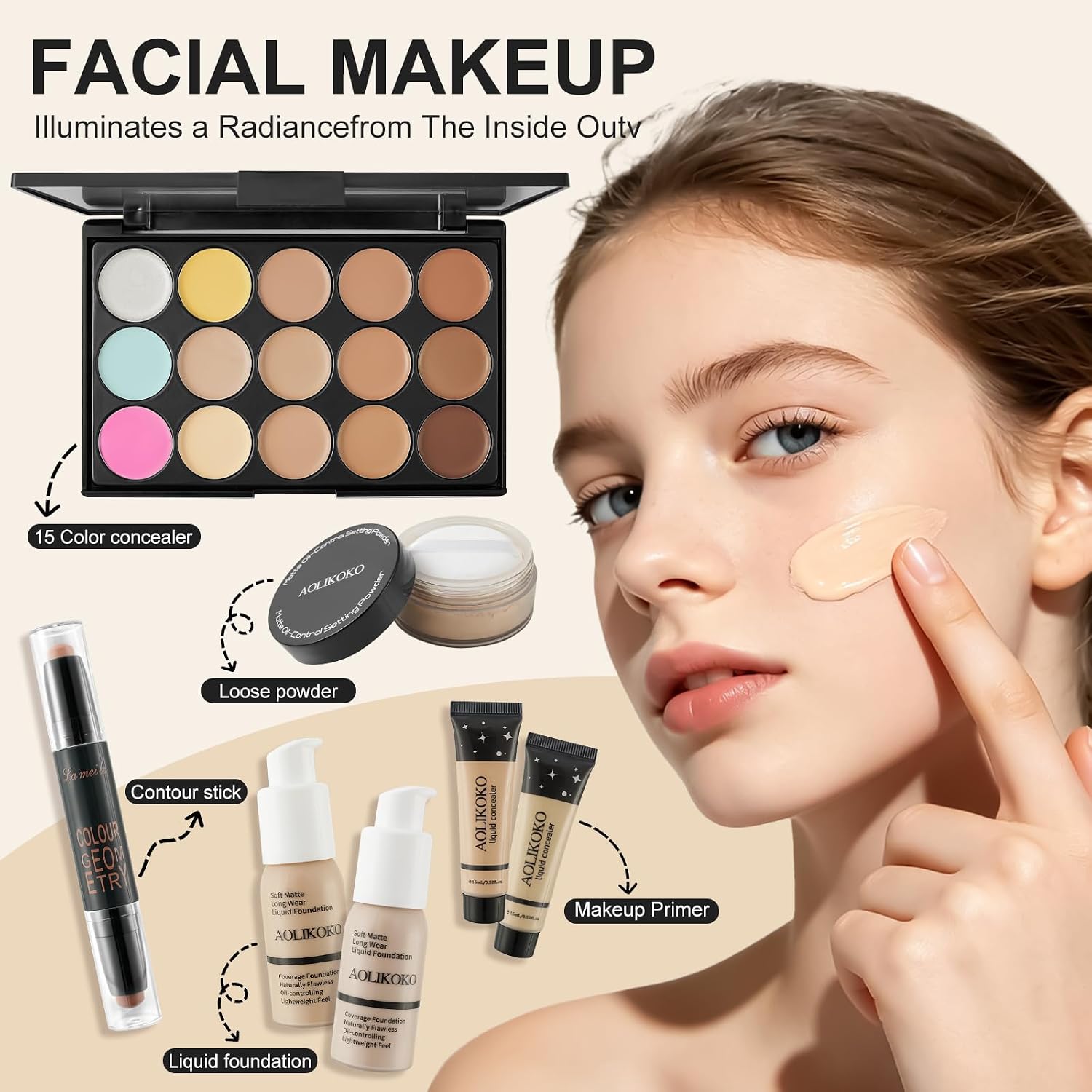 SET DE MAQUILLAJE COMPLETO AOLIKOKO HZB-082 PARA MUJER - 4