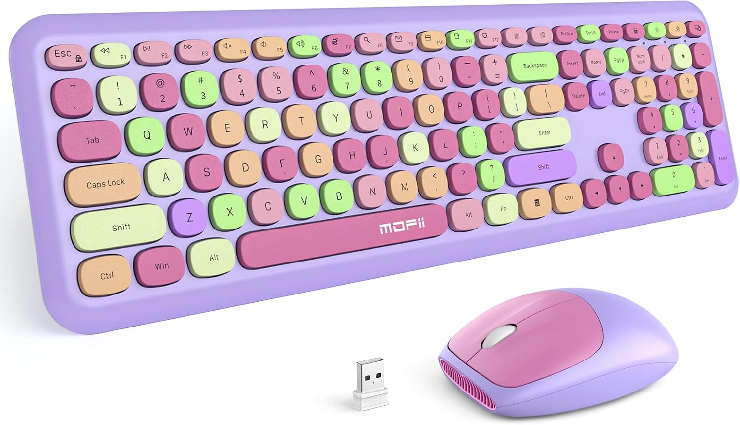KIT DE TECLADO Y MOUSE INALÁMBRICO MOFII MODELO PURPLE COLORFUL - 1