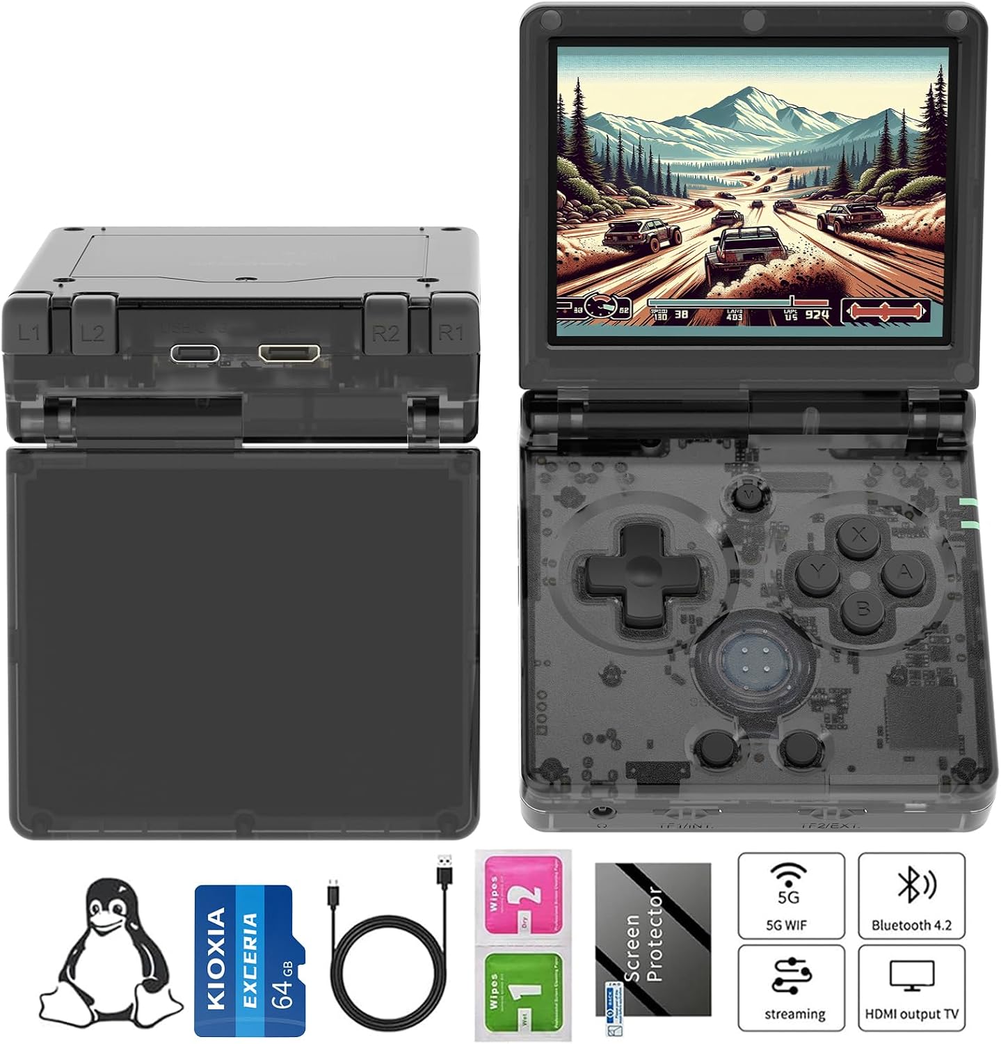 CONSOLA DE JUEGOS PORTÁTIL GIIPGOOP RG35XXSP 64GB NEGRA - 1