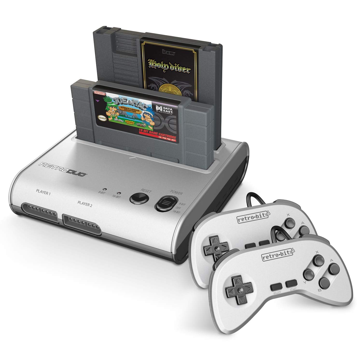 CONSOLA RETRO DUO 2 EN 1 RETRO-BIT PARA JUEGOS NES Y SNES PLATA - 1