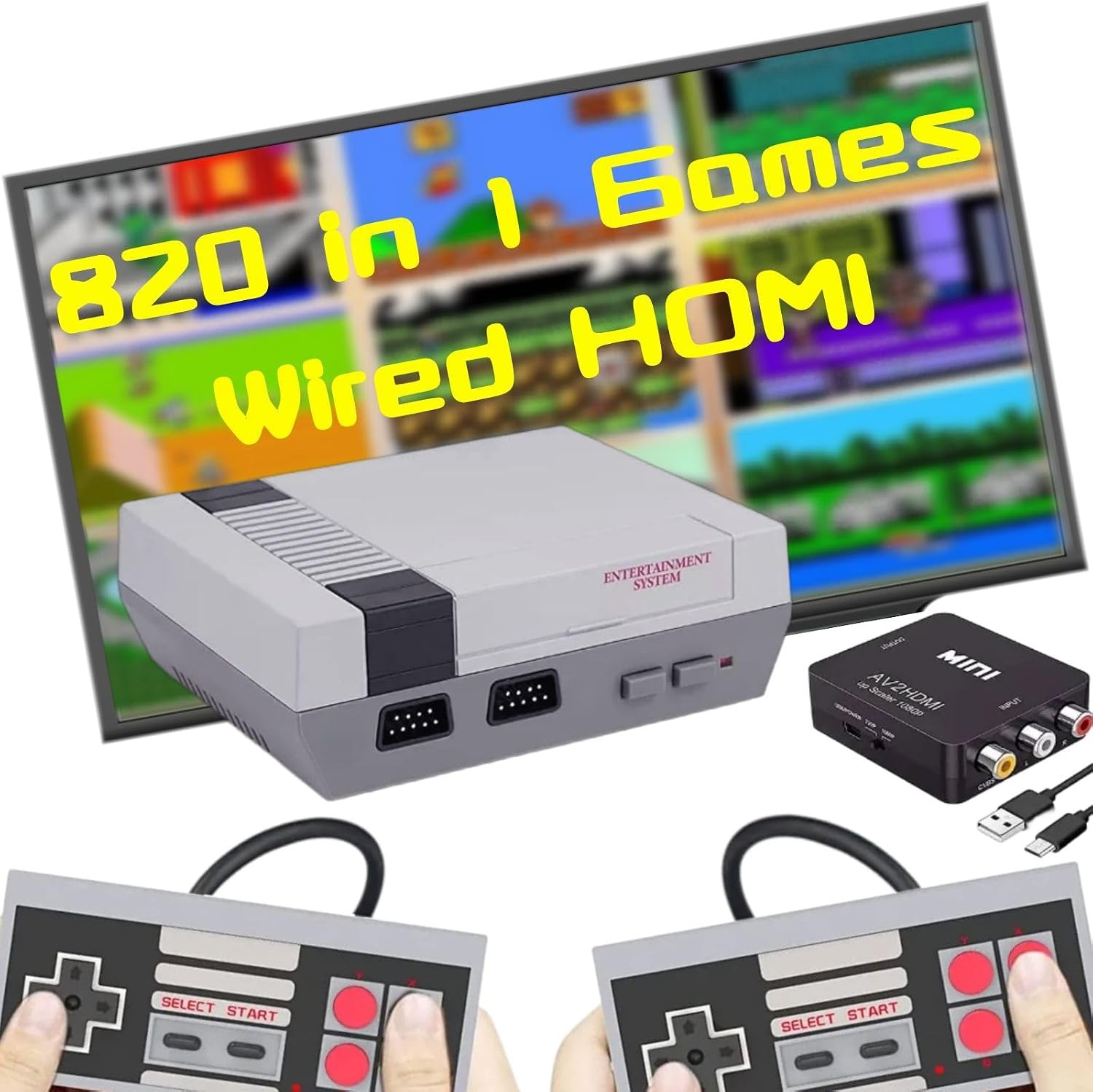 CONSOLA RETRO MIAFAEWEL CON 820 JUEGOS INTEGRADOS Y SALIDA AV/HDMI GRIS - 1