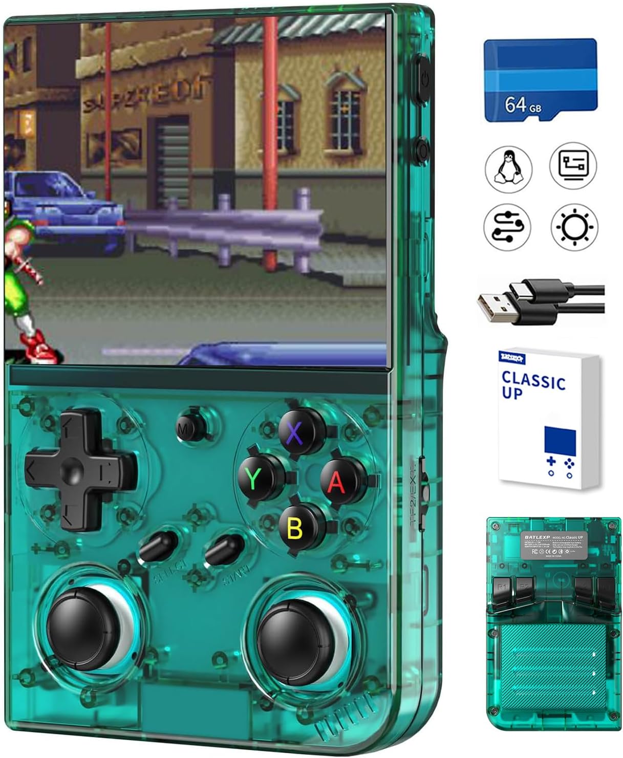 CONSOLA PORTÁTIL RETRO AIVUIDBS CON PANTALLA IPS 3.5 PULGADAS Y TARJETA 64GB CON 4353 JUEGOS - 1