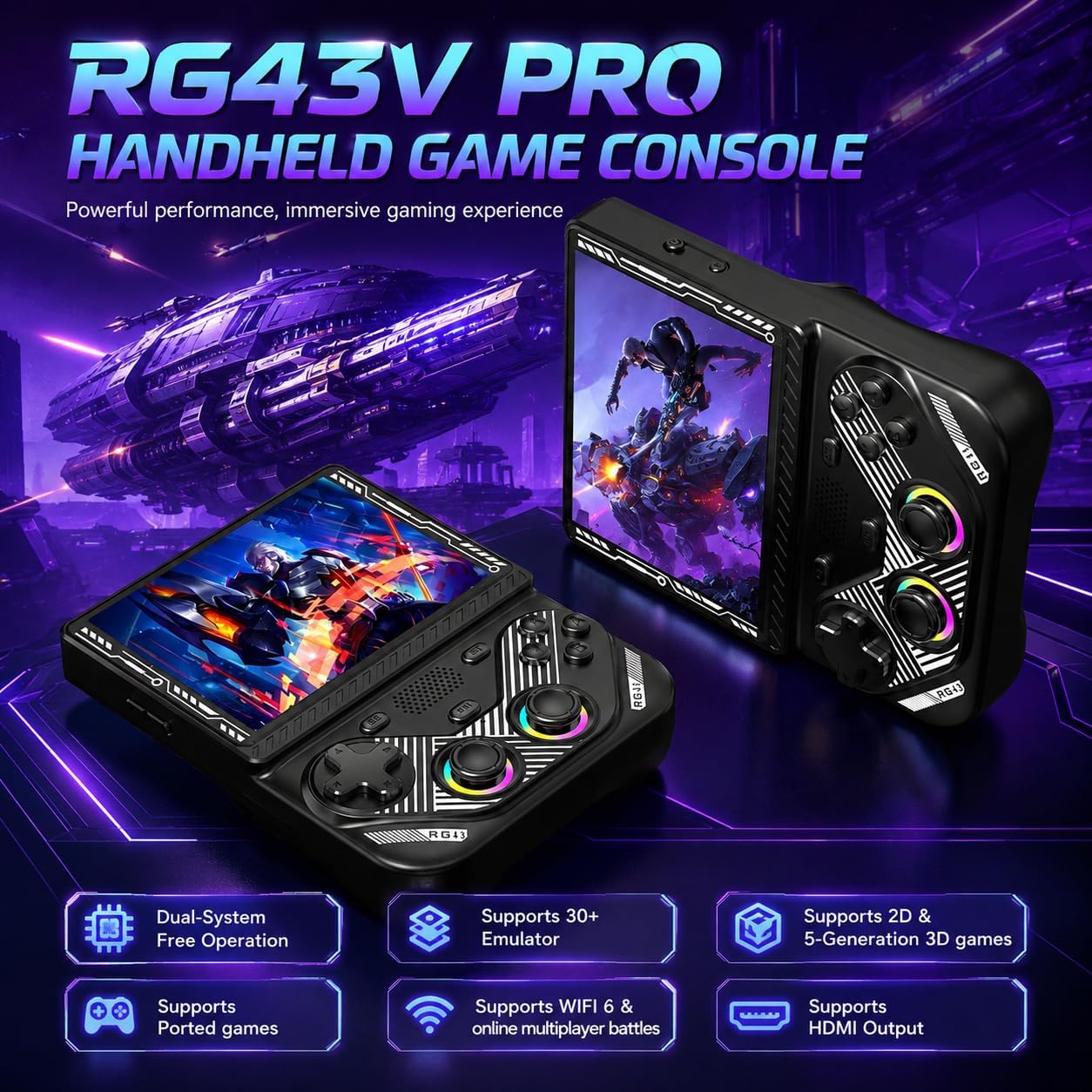 CONSOLA PORTÁTIL RETRO QLCGIWO RG43V PRO 64GB TRANSPARENTE - 2