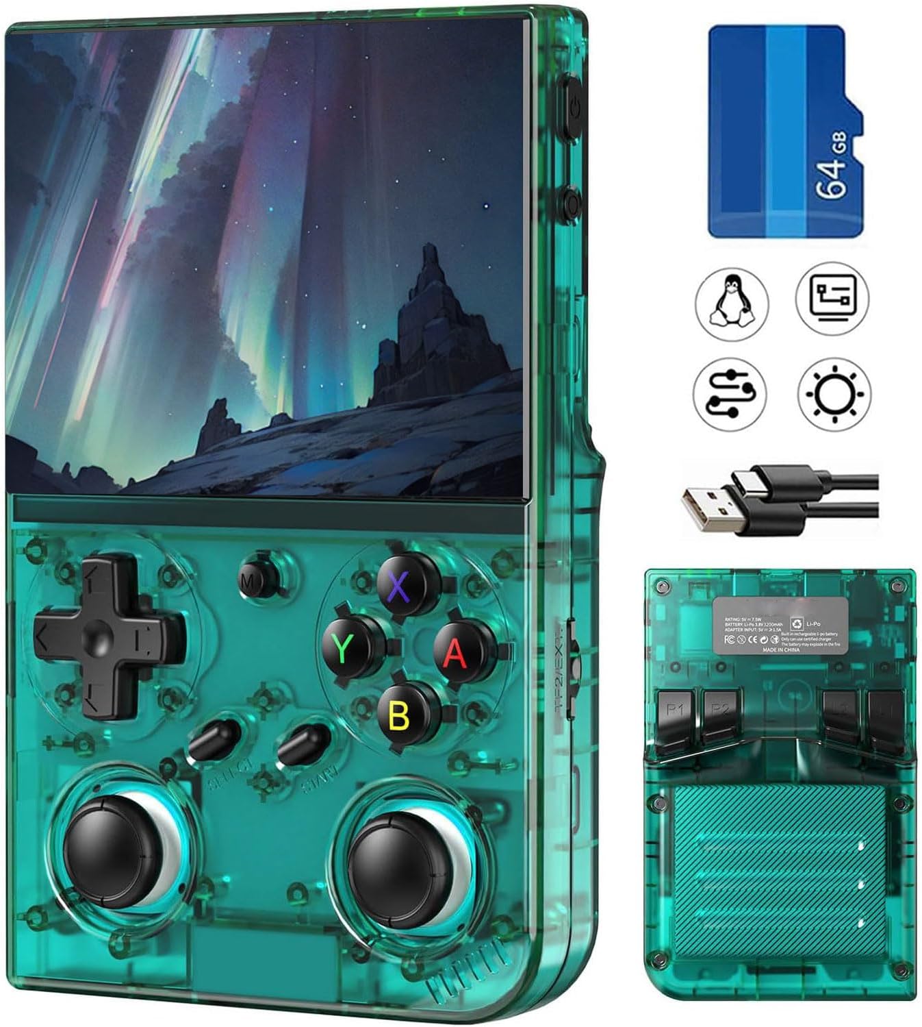 CONSOLA PORTÁTIL DE JUEGOS RG35XXPRO AIVUIDBS 64GB VERDE - 1