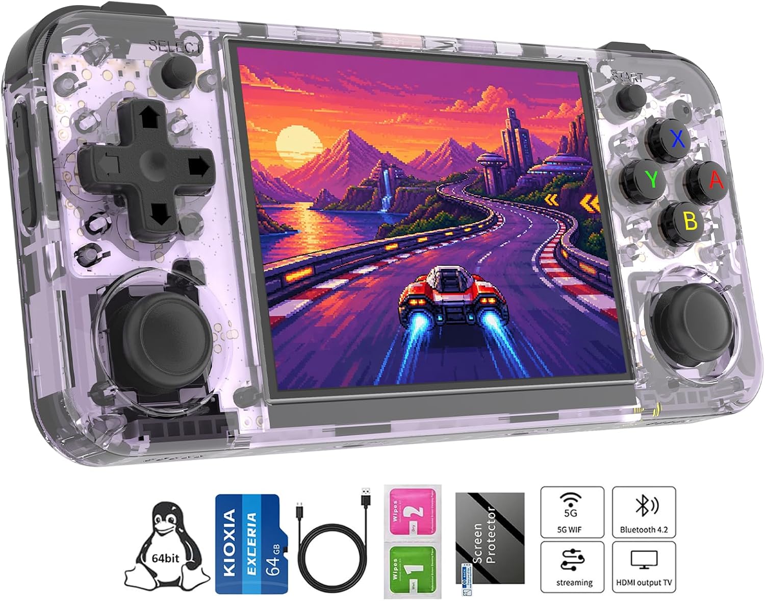 CONSOLA PORTÁTIL DE JUEGOS RETRO ANBERNIC RG35XX H 64GB MORADO - 1