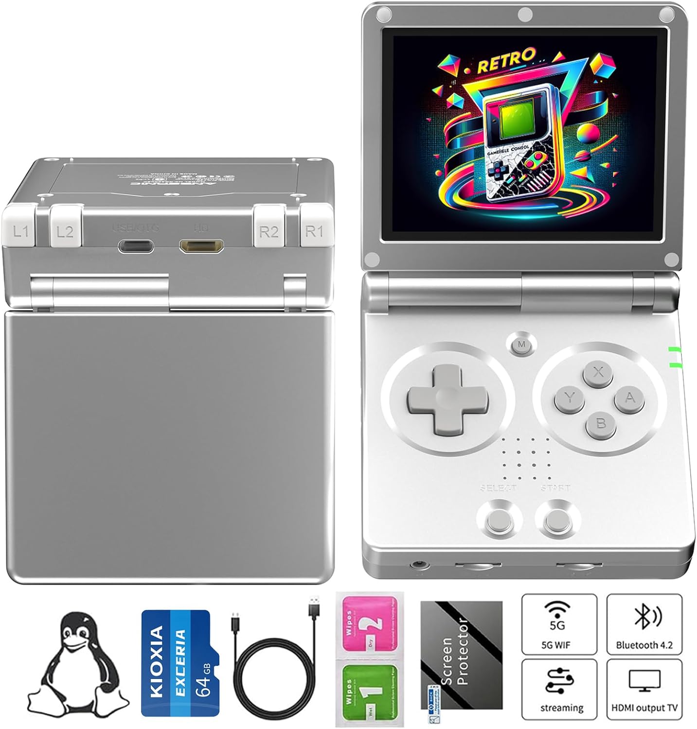 CONSOLA PORTÁTIL GIIPGOOP RG35XX SP 64GB PLATA PANTALLA 3.5 PULGADAS - 1
