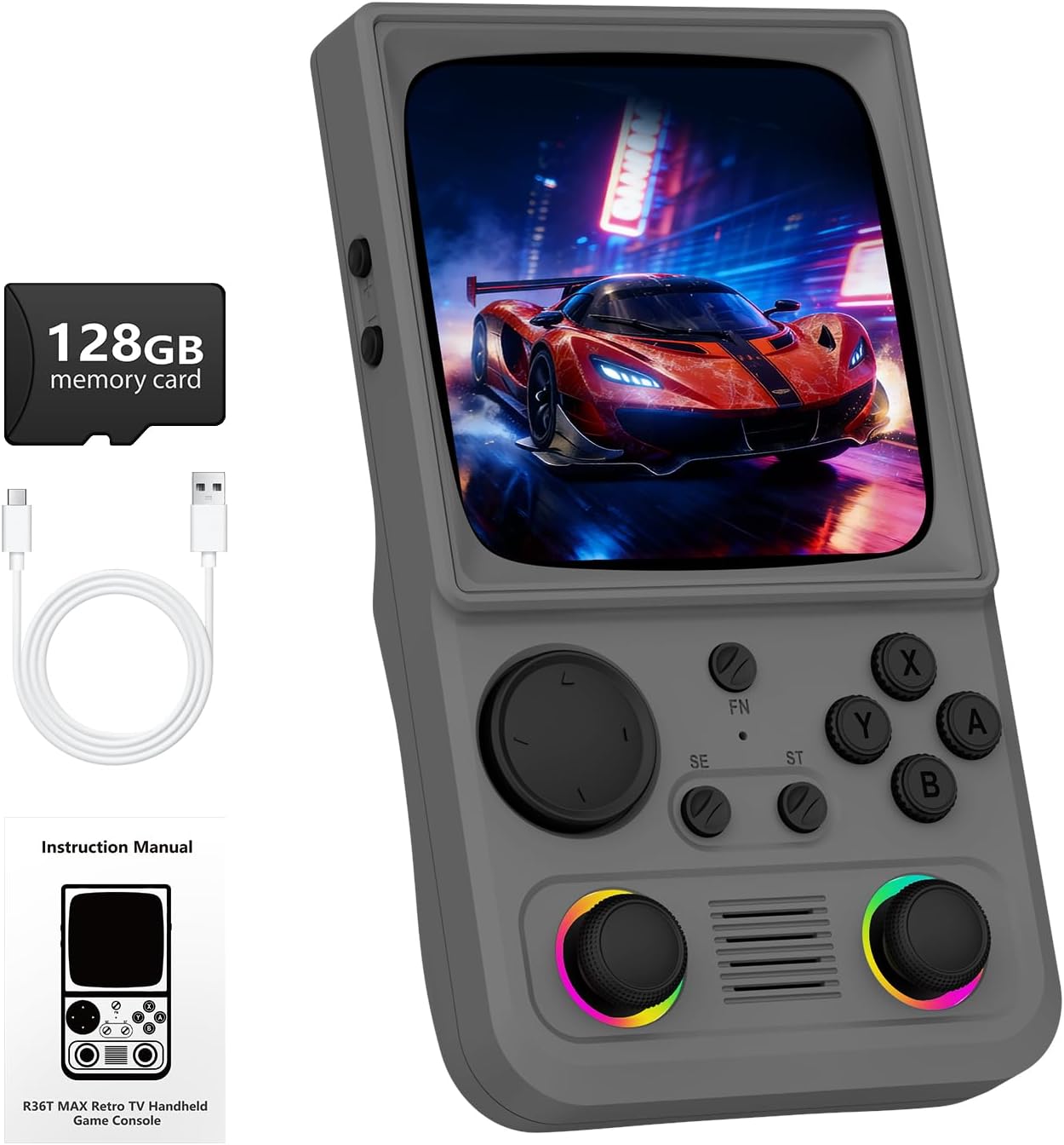 CONSOLA DE VIDEOJUEGOS PORTÁTIL RETRO AISLPC RG40TV 128GB GRIS - 1