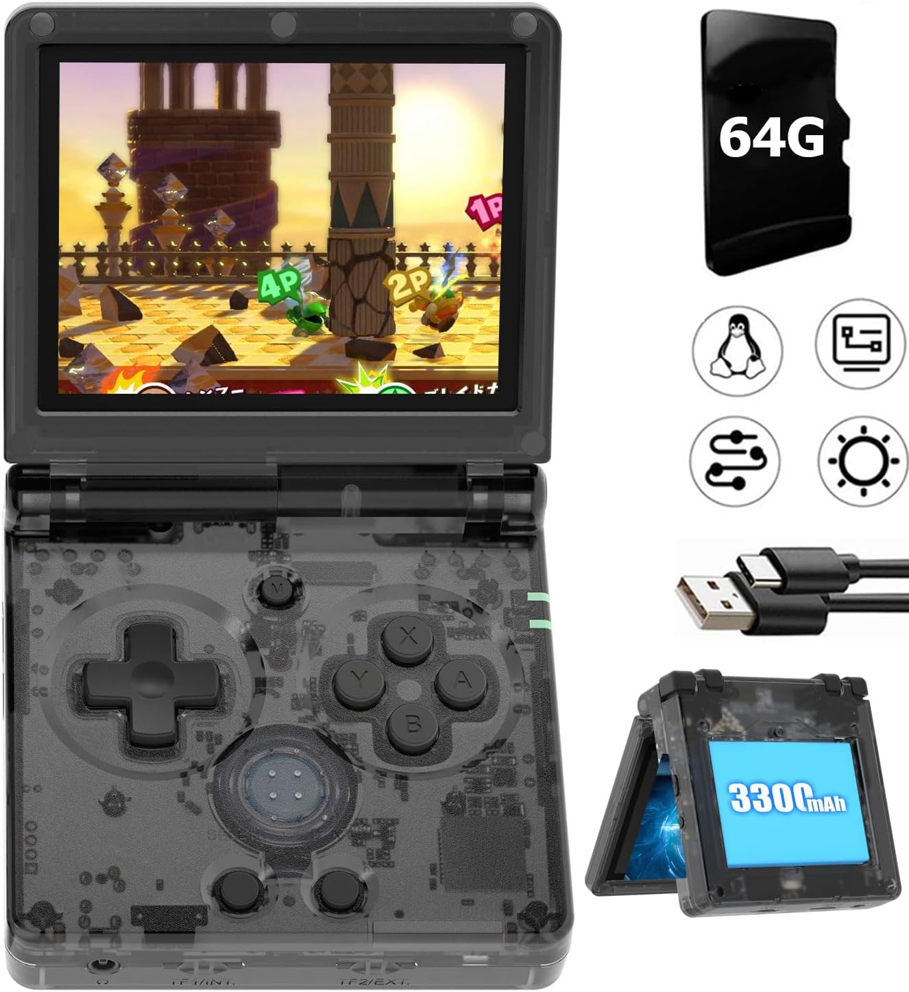 CONSOLA PORTÁTIL RETRO RG35XXSP FLIP 64GB PANTALLA IPS 3.5 PULGADAS - 1