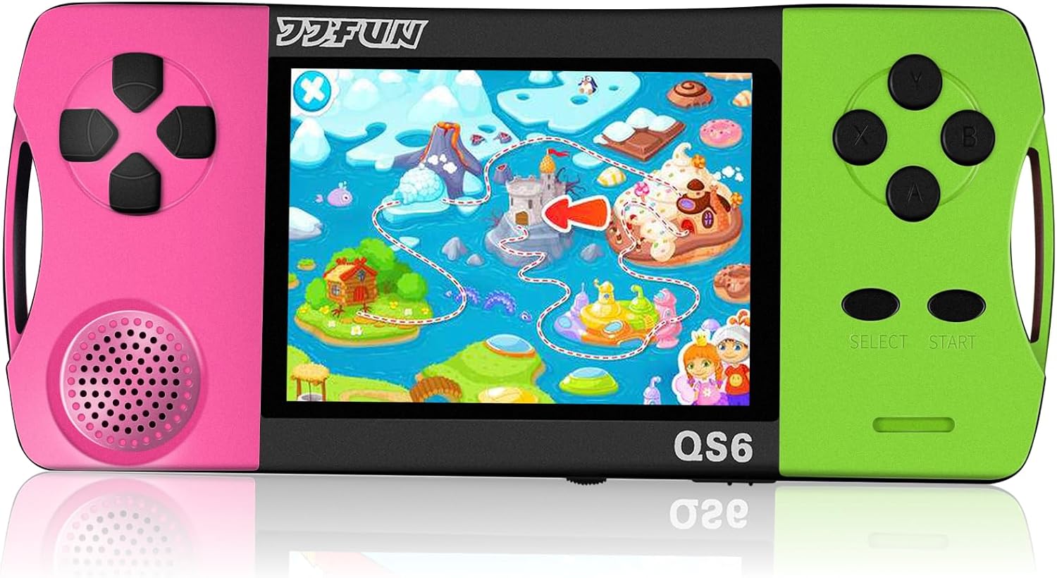 CONSOLA PORTÁTIL DE JUEGOS SNONBROS QS6-RG 3.5 PULGADAS ROSA Y VERDE - 1