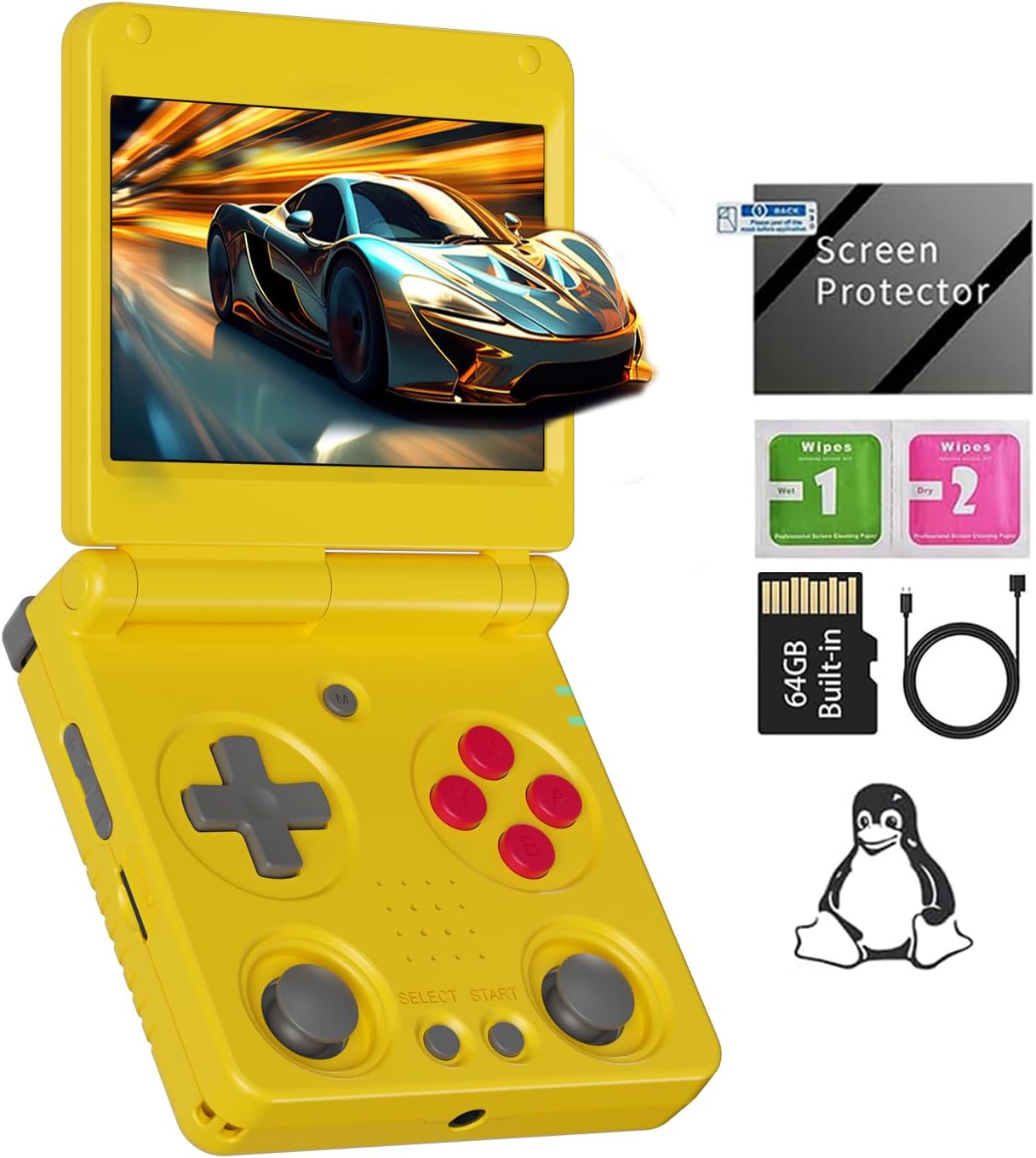 CONSOLA PORTÁTIL RETRO ANBERNIC RG34XXSP 64GB AMARILLO - 1