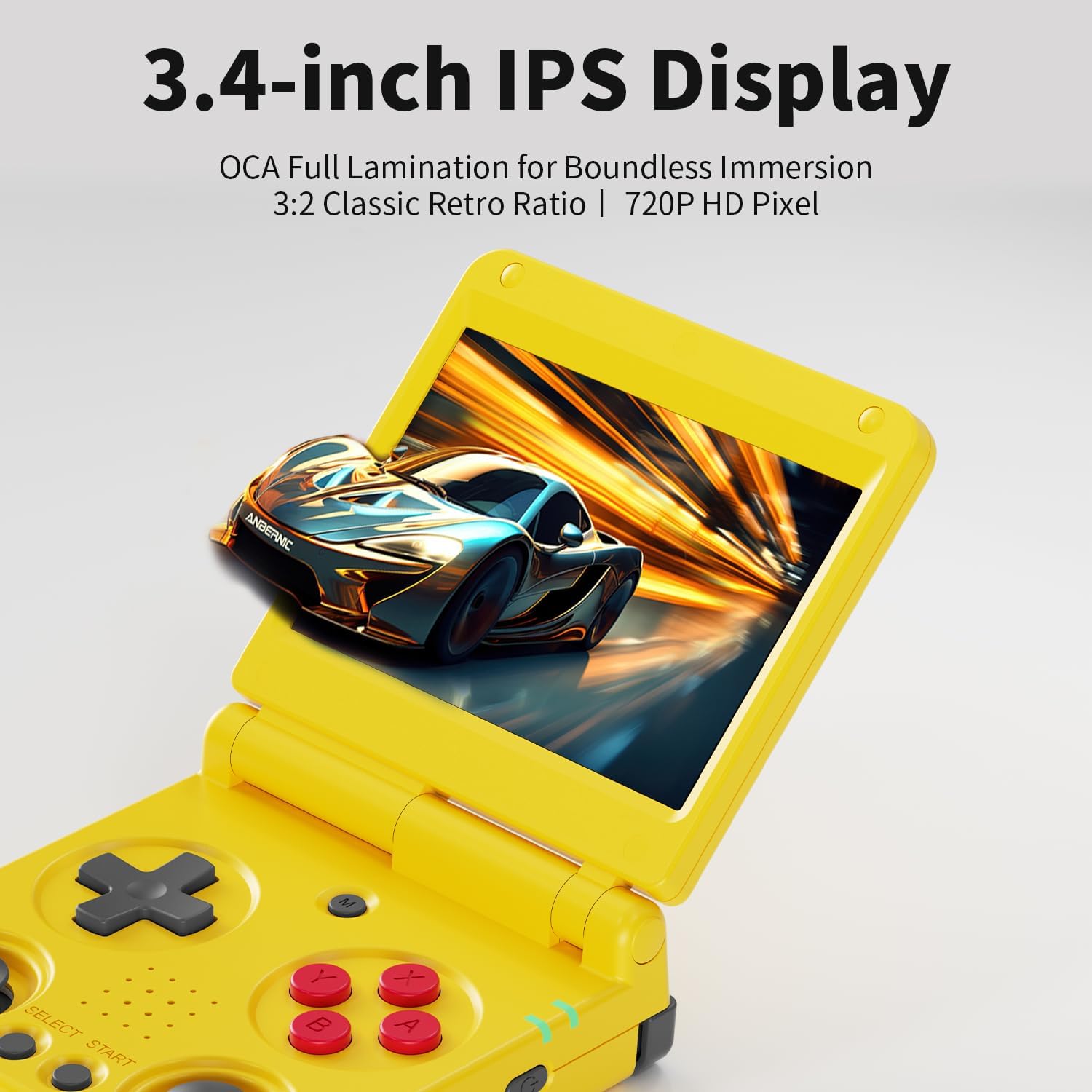 CONSOLA PORTÁTIL RETRO ANBERNIC RG34XXSP 64GB AMARILLO - 2