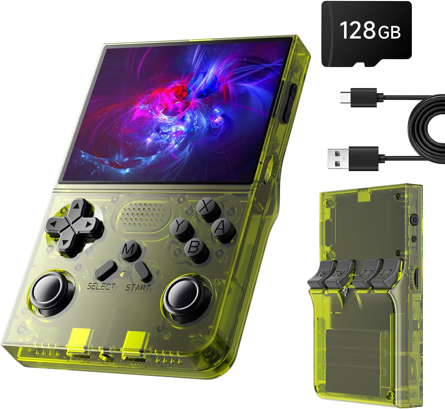 CONSOLA DE VIDEOJUEGOS PORTÁTIL RETRO YKASEK R40 128GB AMARILLO - 1