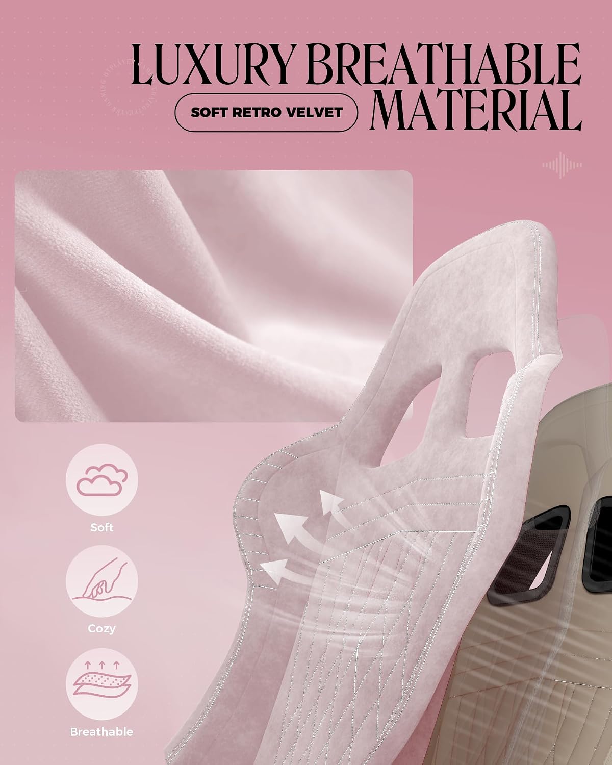 SILLA DE OFICINA GTPLAYER GAMING COMFORT PARA ADULTOS ROSADO - 5