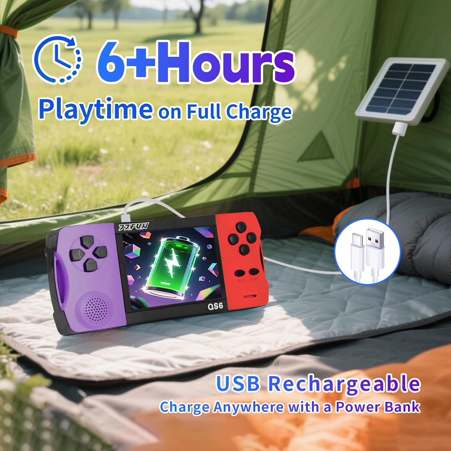 CONSOLA PORTÁTIL DE VIDEOJUEGOS SNONBROS QS6 PANTALLA IPS 3.5 PULGADAS COLOR ROJO PÚRPURA - 4