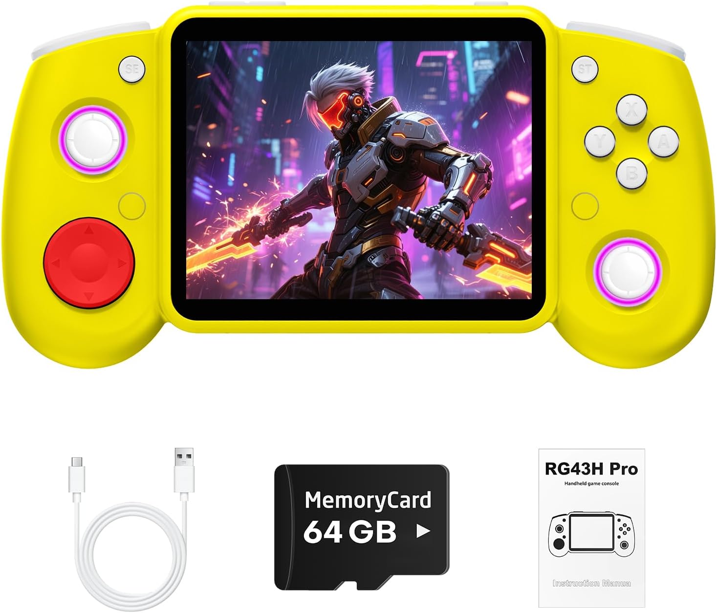 CONSOLA DE VIDEOJUEGOS PORTÁTIL XISKT RG43H PRO 64GB AMARILLO - 1