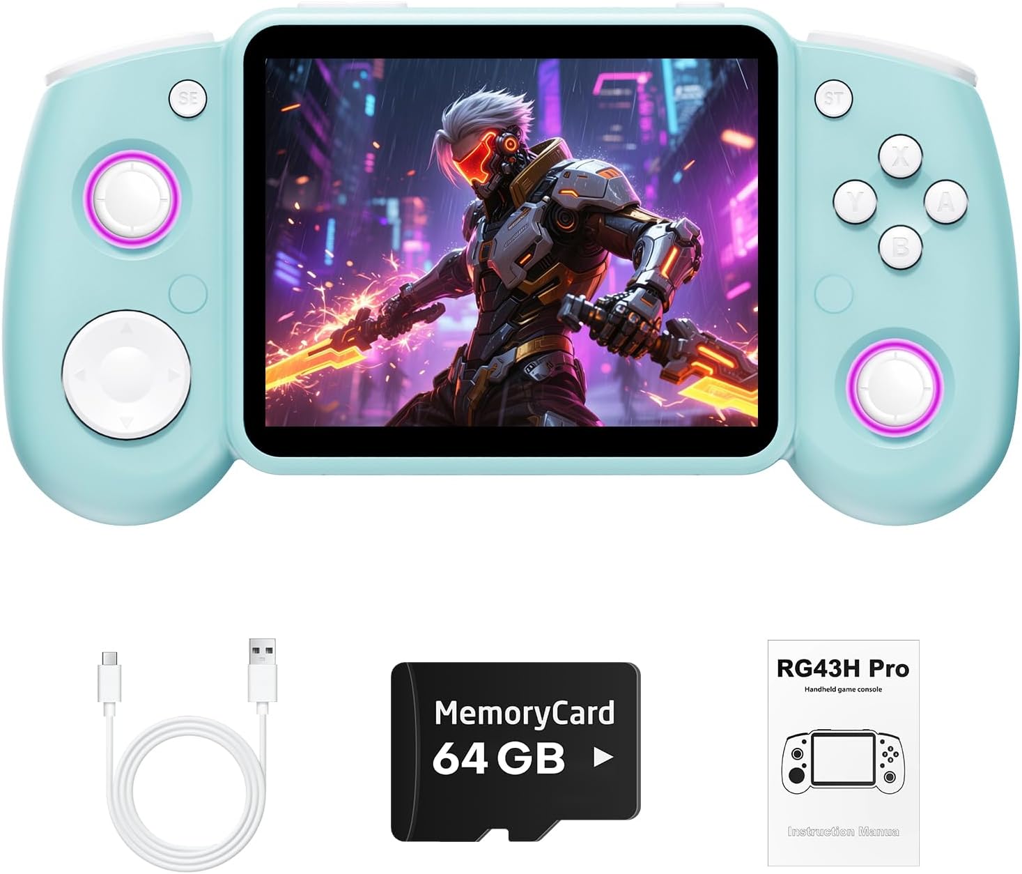 CONSOLA PORTÁTIL RETRO XISKT RG43H PRO 64GB AZUL CLARO - 1