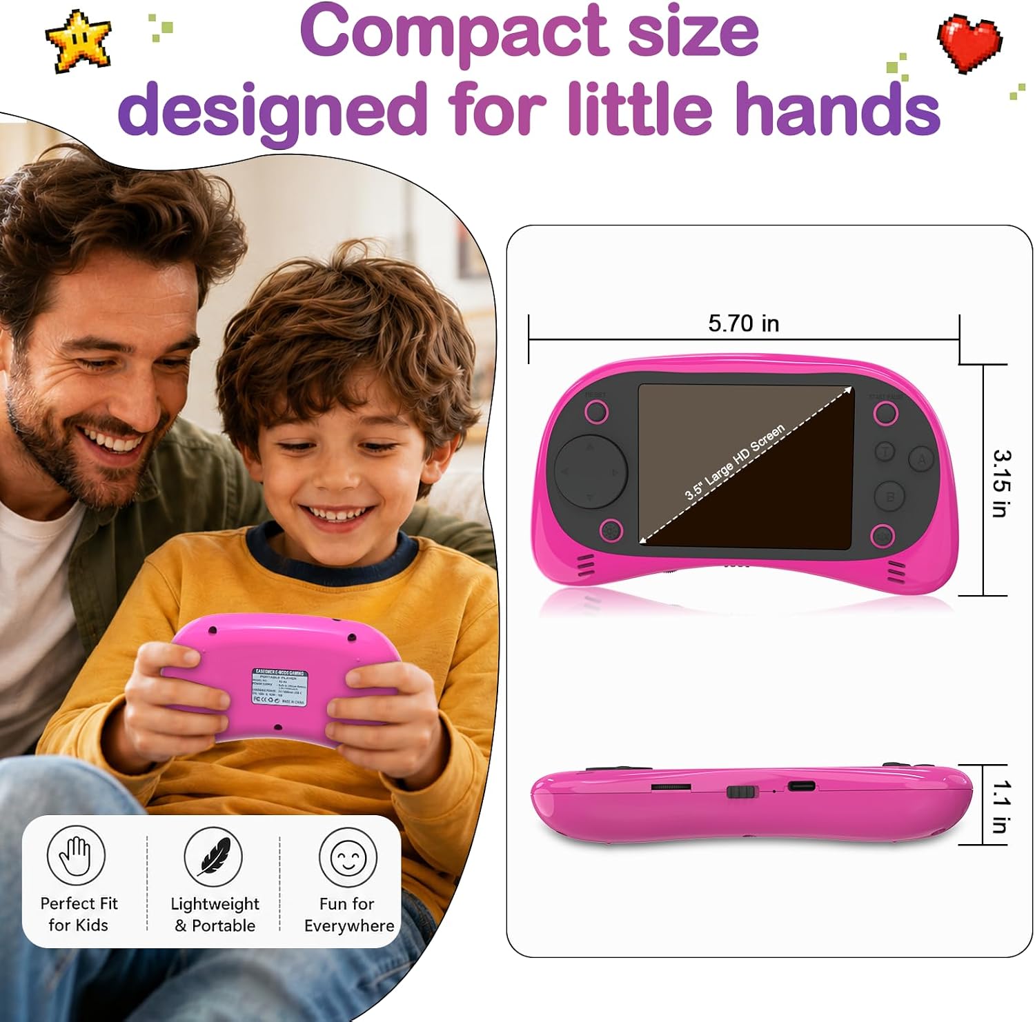 CONSOLA PORTÁTIL EASEGMER 3.5' IPS CON 230 JUEGOS RETRO PRECARGADOS - 4