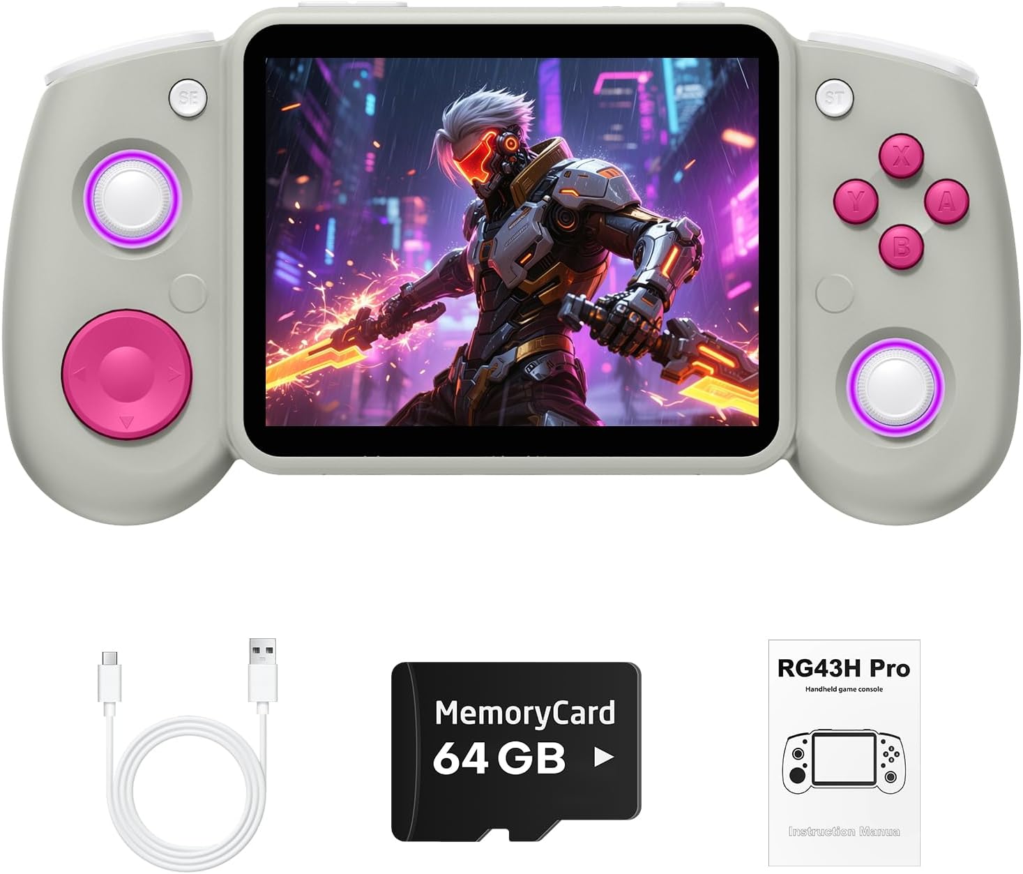 CONSOLA PORTÁTIL RETRO XISKT RG43H PRO 64GB GRIS 4.3 PULGADAS - 1