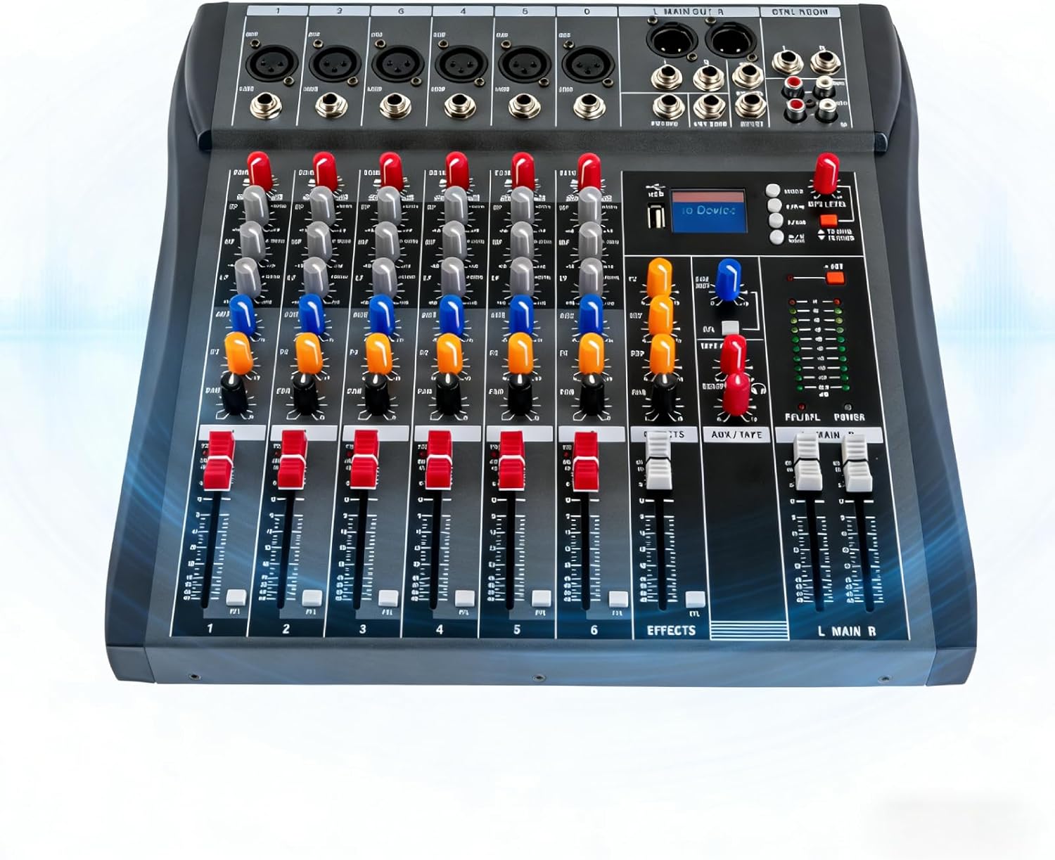 MEZCLADOR DE AUDIO 6 CANALES IOENC CON BLUETOOTH Y ECUALIZADOR DE 3 BANDAS - 1