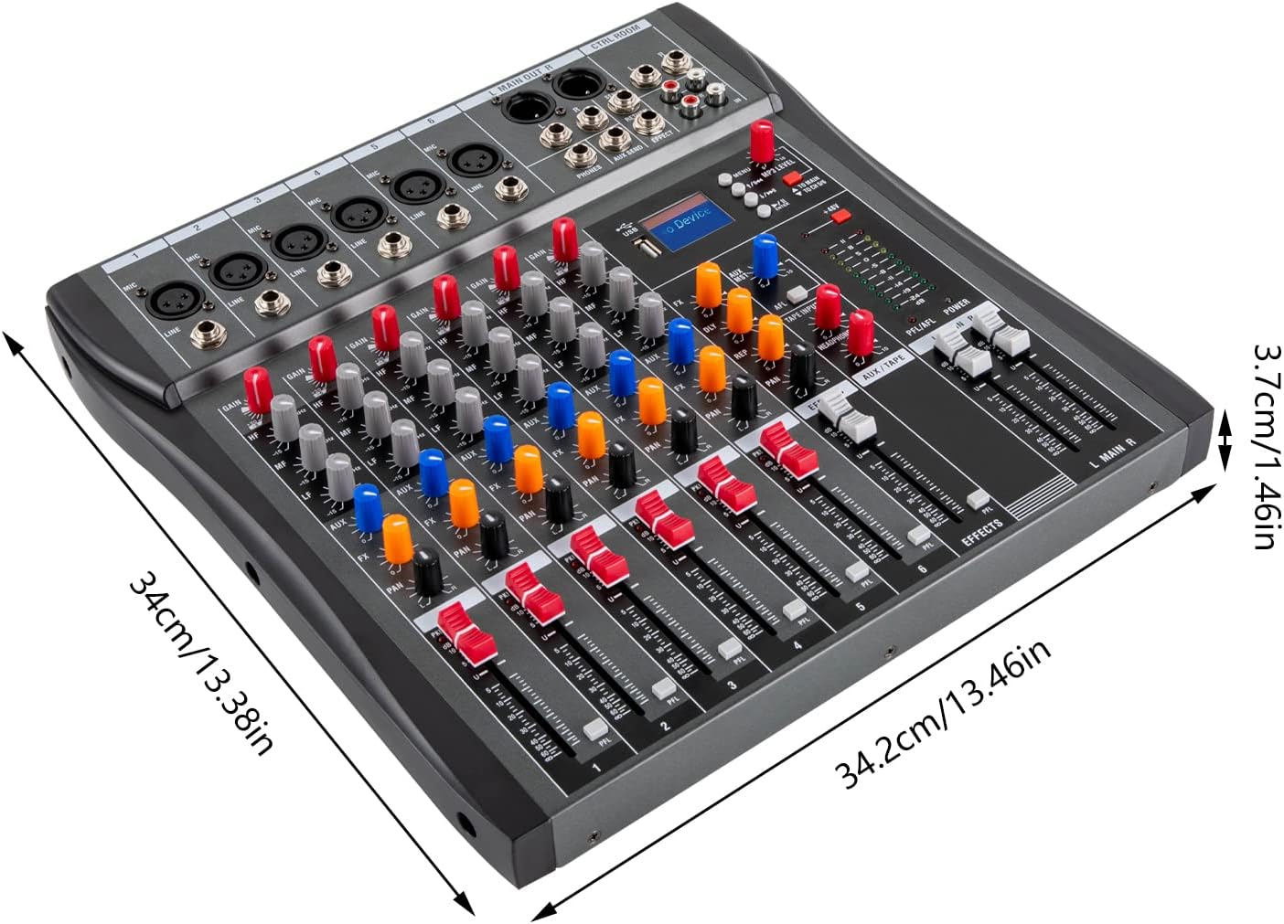 MEZCLADOR DE AUDIO 6 CANALES IOENC CON BLUETOOTH Y ECUALIZADOR DE 3 BANDAS - 3