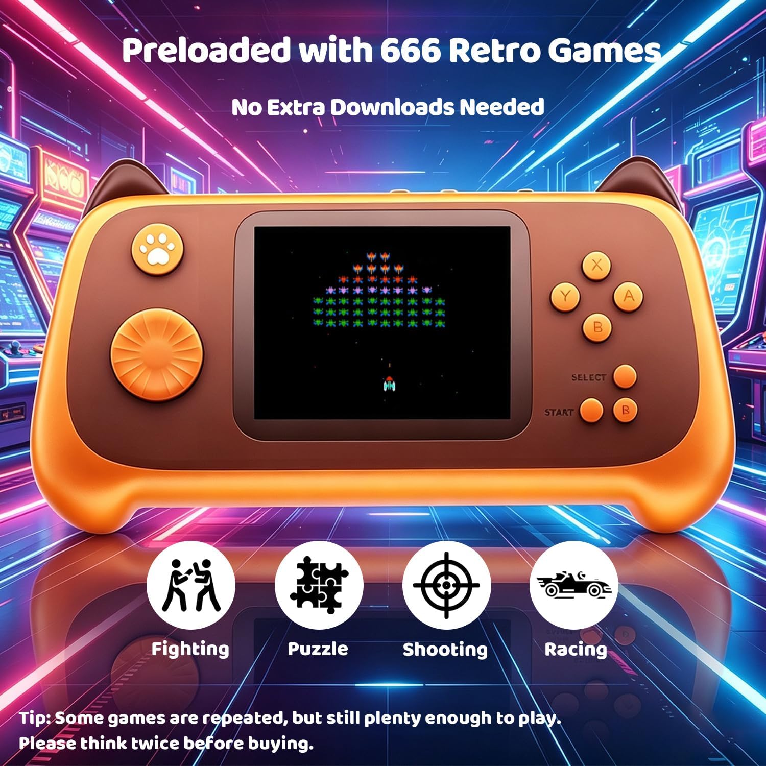CONSOLA PORTÁTIL RETRO BESOSAY CON 666 JUEGOS INCORPORADOS - 3
