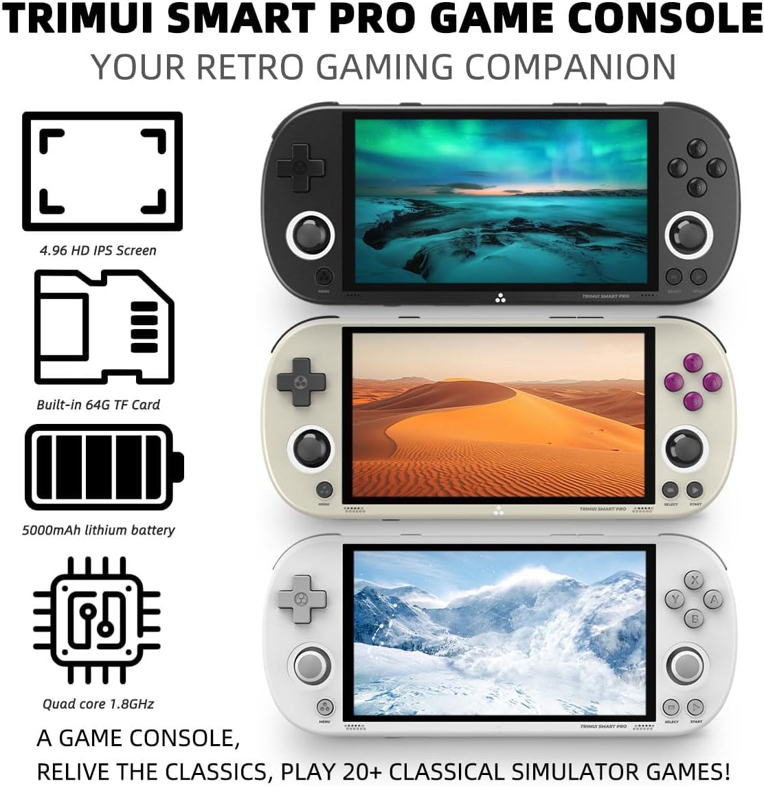 CONSOLA DE VIDEOJUEGOS TRIMUI SMART PRO 64GB BLANCA PANTALLA 4.96 PULGADAS - 2
