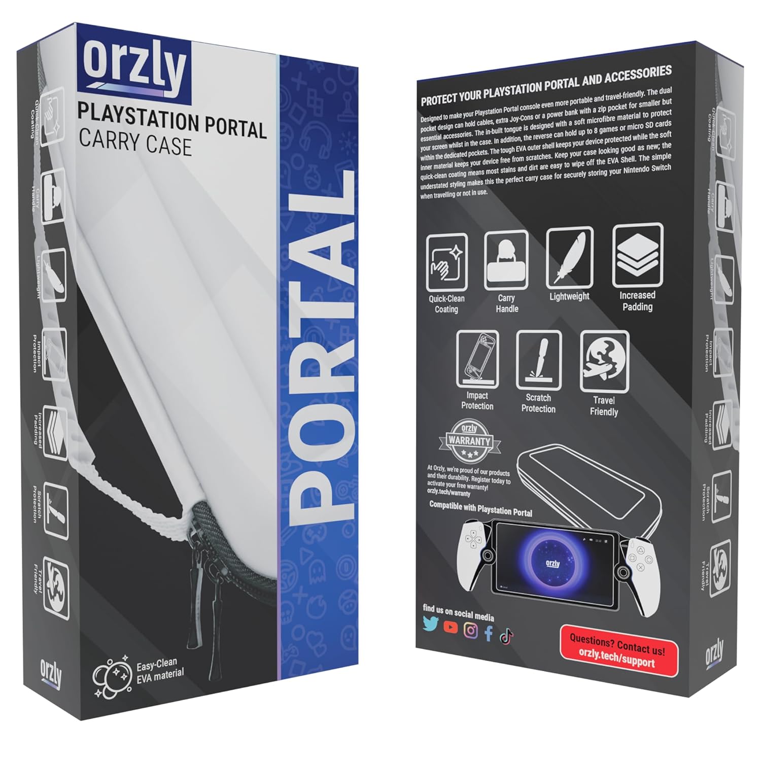 ESTUCHE ORZLY PARA PLAYSTATION PORTAL PS5 ROSA Y GRIS - 2