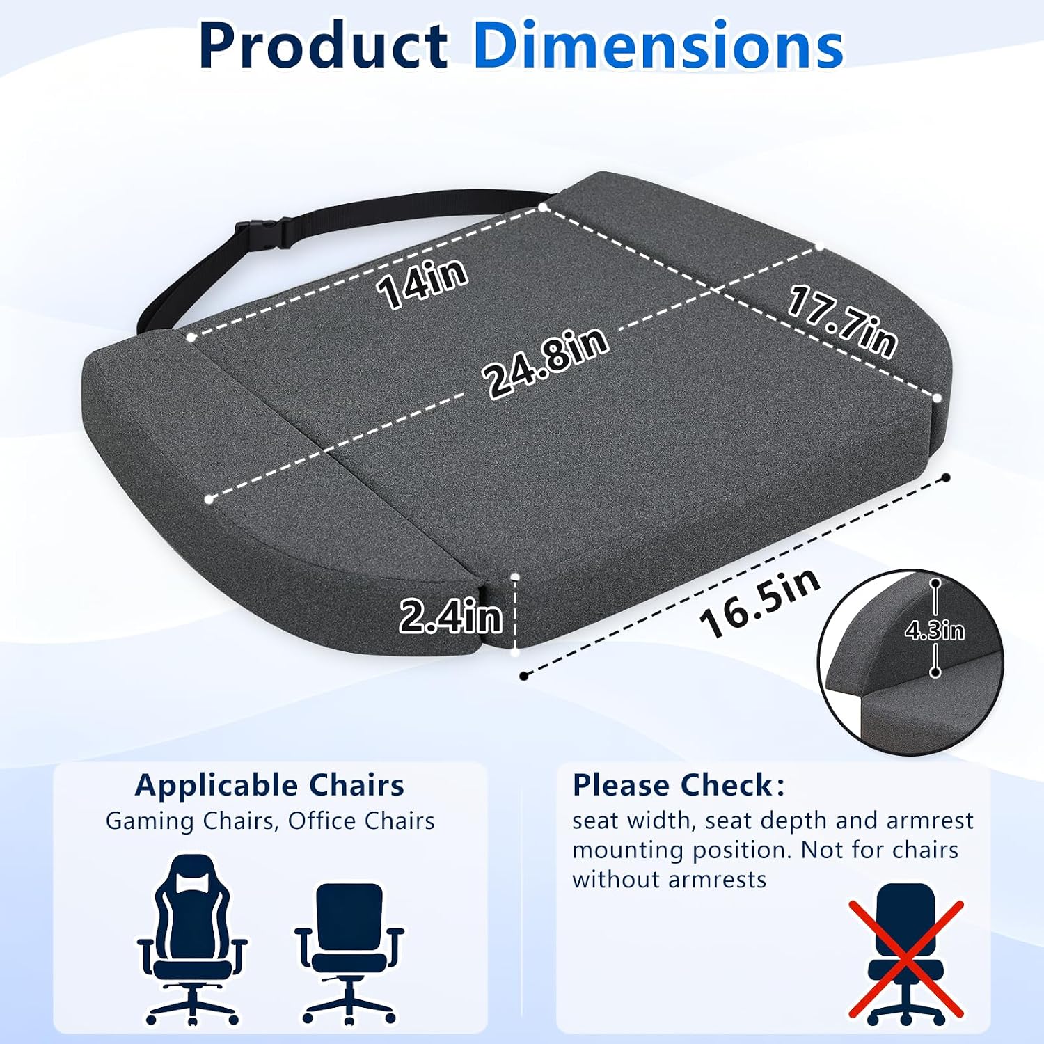 ALMOHADILLA PARA SILLA GOFORIT CON ESPUMA DE DOBLE CAPA PARA GAMING Y OFICINA - 2