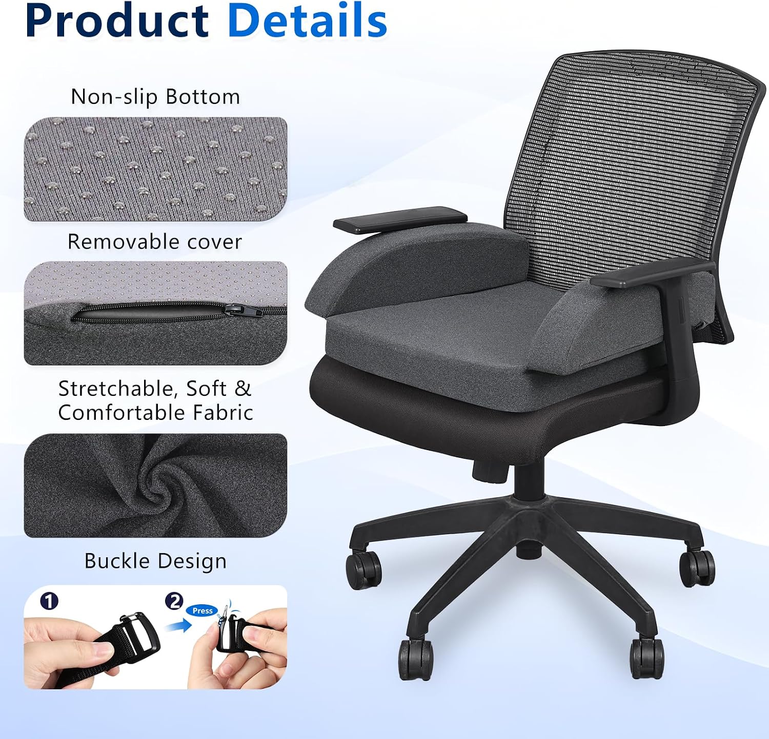 ALMOHADILLA PARA SILLA GOFORIT CON ESPUMA DE DOBLE CAPA PARA GAMING Y OFICINA - 4