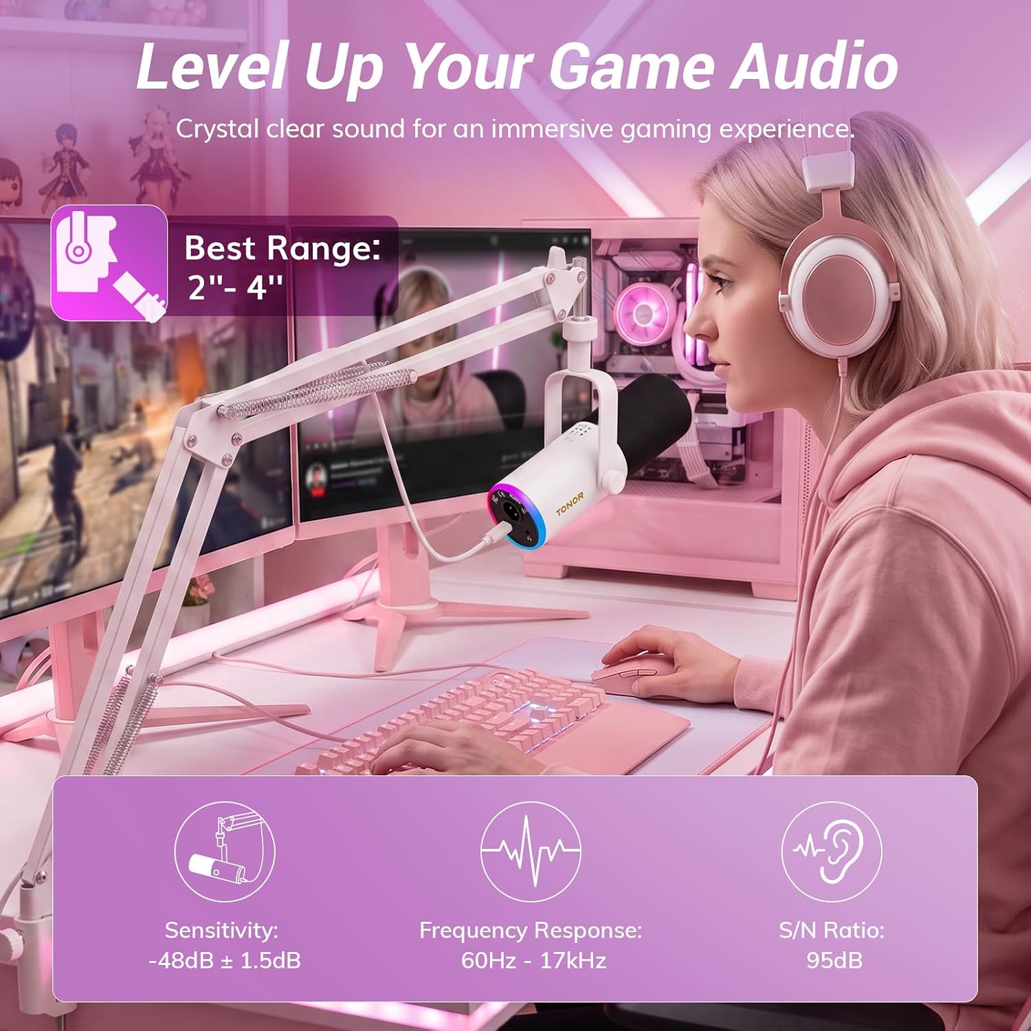 MICRÓFONO DINÁMICO TONOR PARA GAMING CON CANCELACIÓN DE RUIDO AI Y CONEXIÓN XLR/USB - 3
