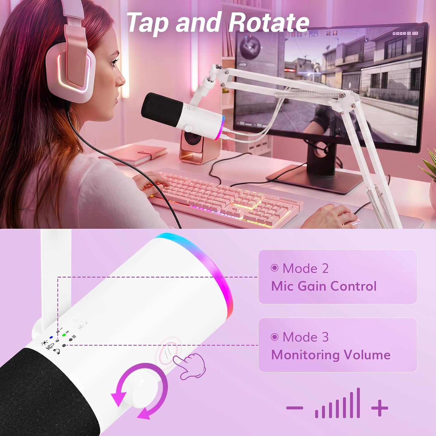 MICRÓFONO DINÁMICO TONOR PARA GAMING CON CANCELACIÓN DE RUIDO AI Y CONEXIÓN XLR/USB - 5