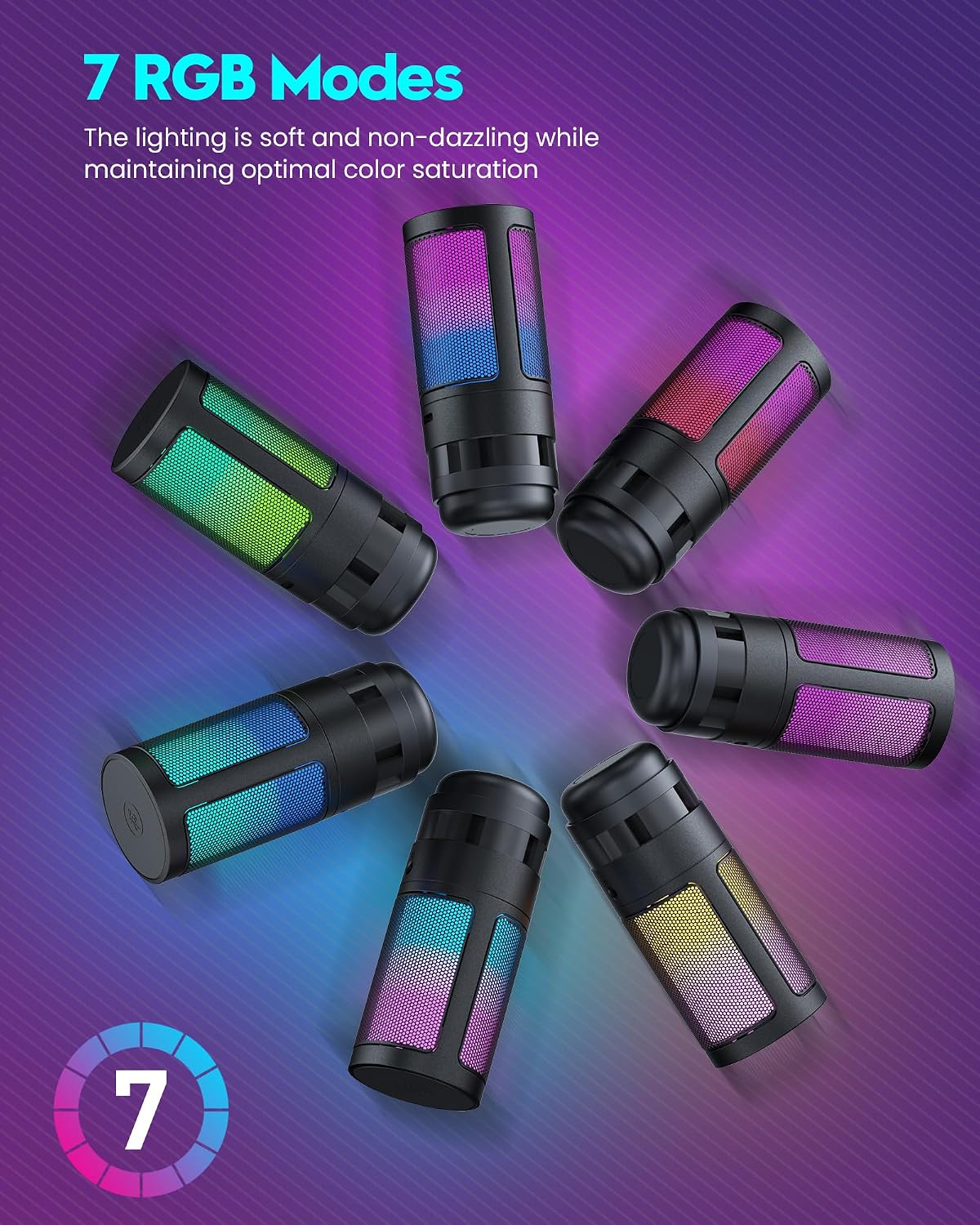 MICRÓFONO PARA GAMING COCONISE USB CON SOPORTE, FILTRO POP Y LUCES RGB - 5