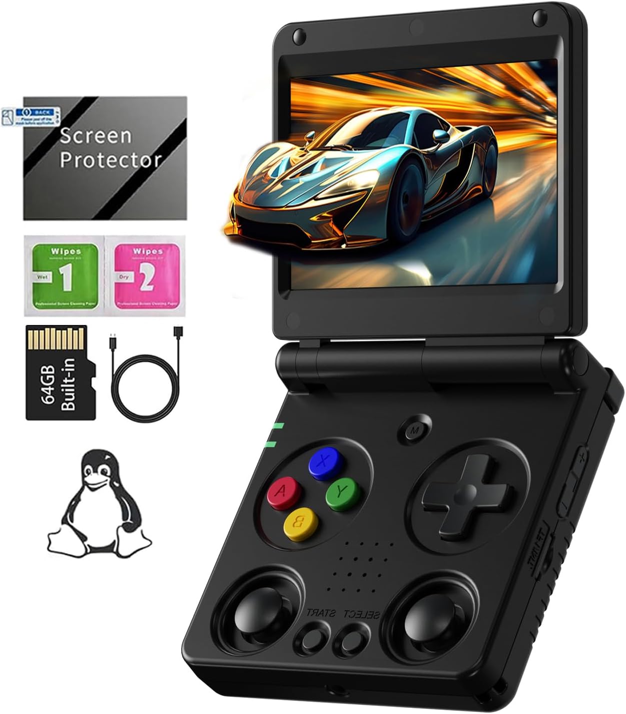 CONSOLA PORTÁTIL RETRO ANBERNIC RG34XXSP 64GB NEGRA - 1