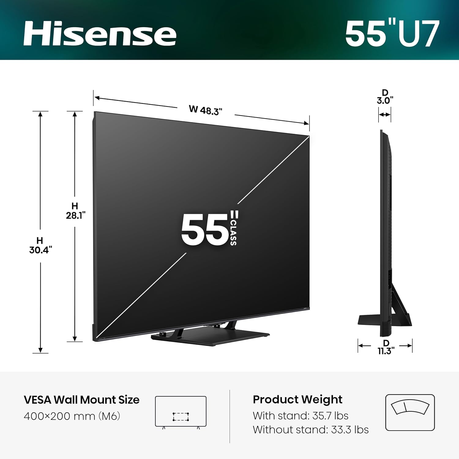 TELEVISOR HISENSE 55' U7 MINI-LED ULED 4K UHD SMART FIRE TV 2026 - 3