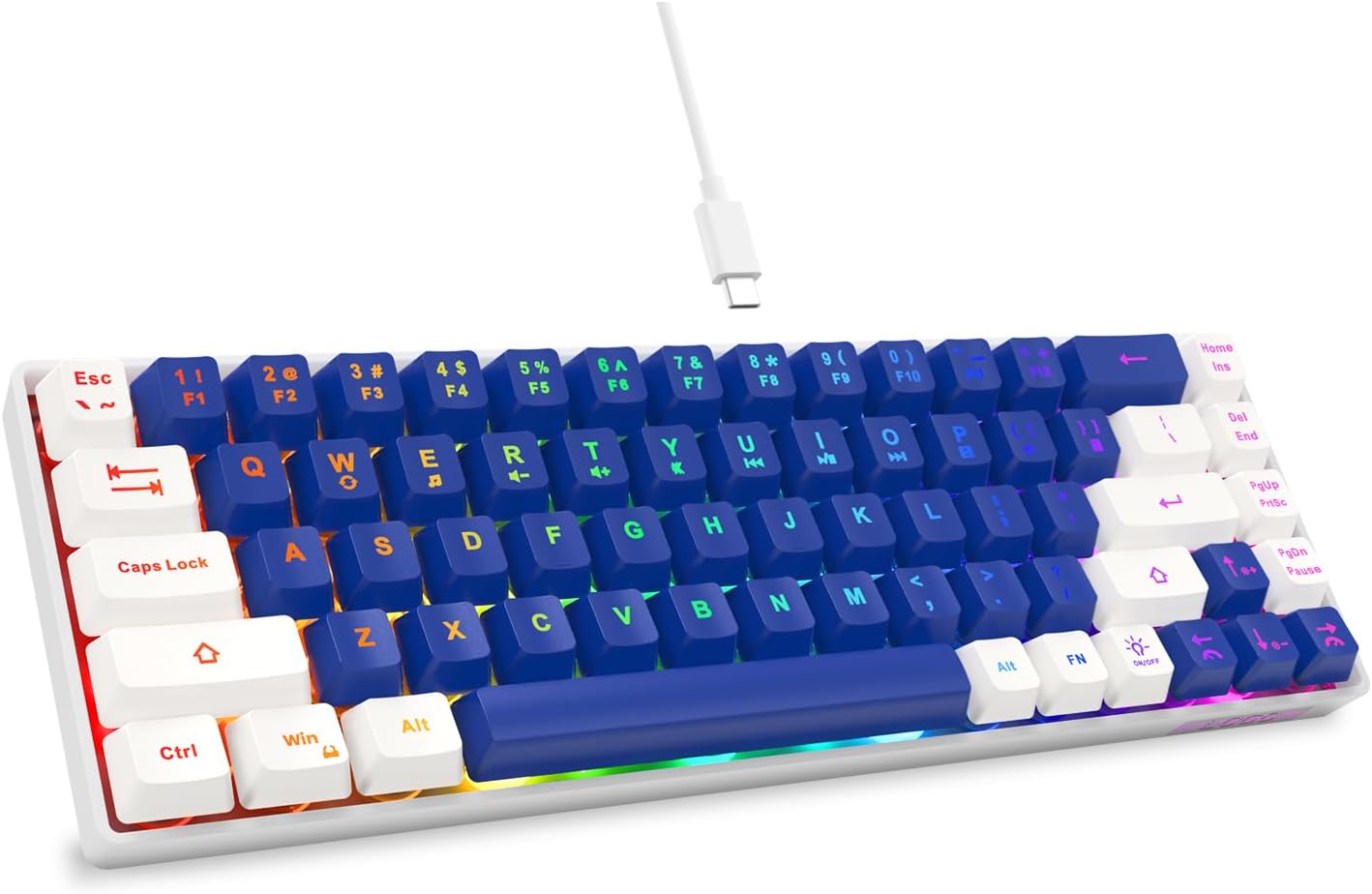 TECLADO GAMING GEODMAER 65% MINI CABLE USB LED RETROILUMINADO 68 TECLAS MEMBRANA - 1