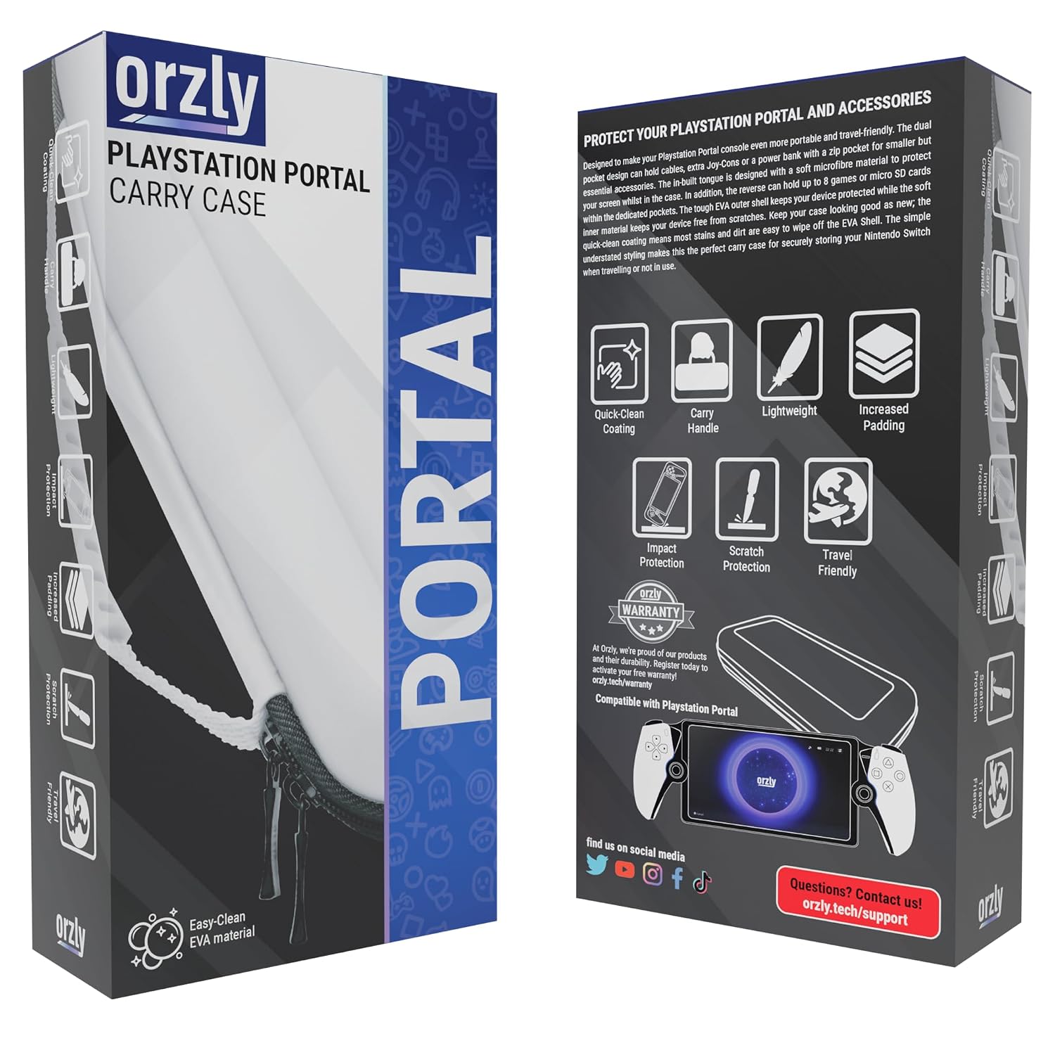 ESTUCHE ORZLY PARA PLAYSTATION PORTAL PS5 NEGRO/BLANCO - 2