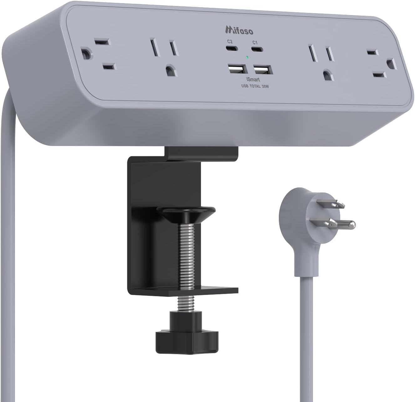 REGLETA CON ABRAZADERA MIFASO PD30W CON PROTECTOR DE SOBRETENSIÓN Y CARGA RÁPIDA - 1