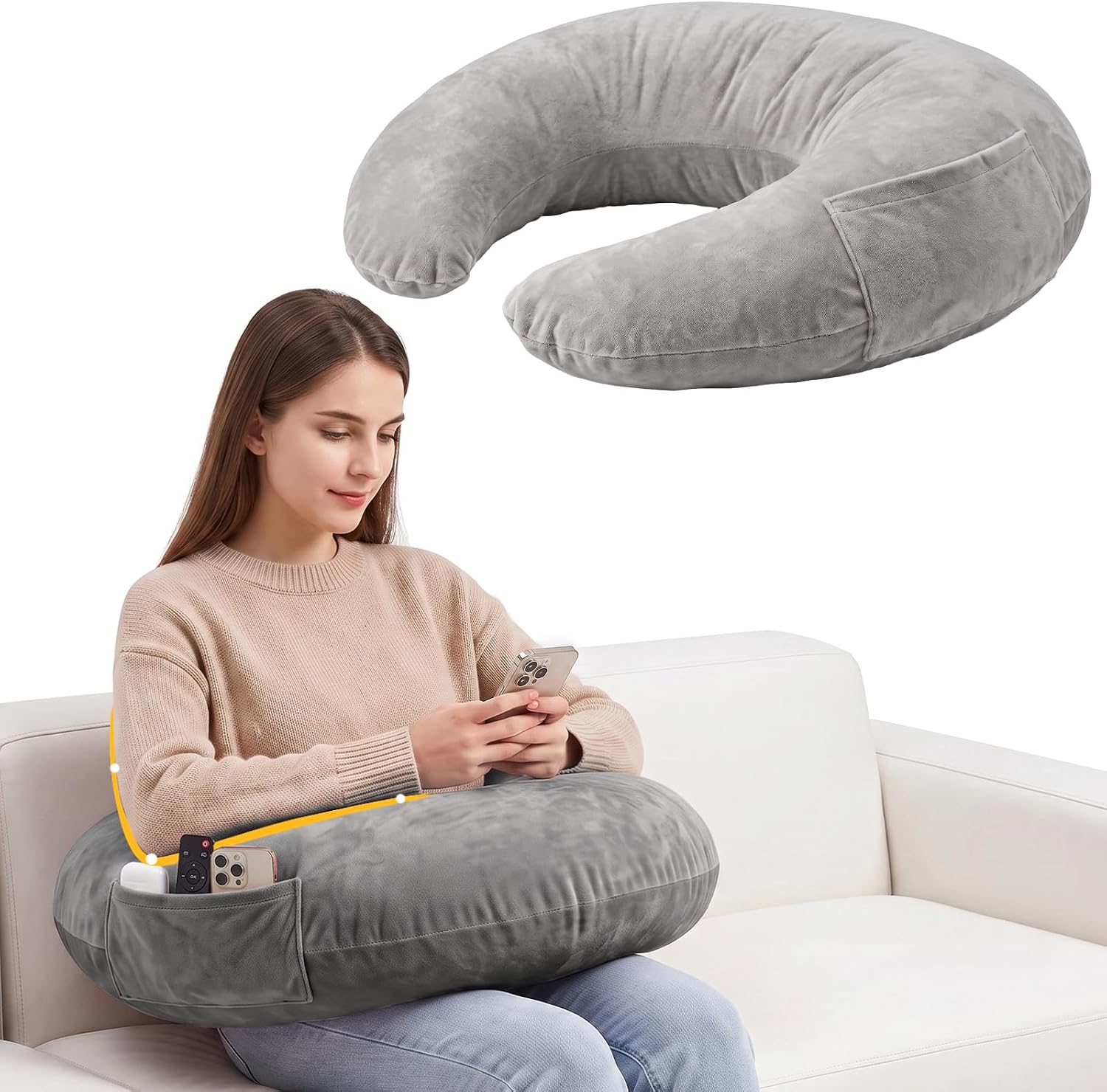 COJÍN DE LECTURA Y GAMING BGZBGZ CON ESPUMA TRITURADA Y BOLSILLO - 1