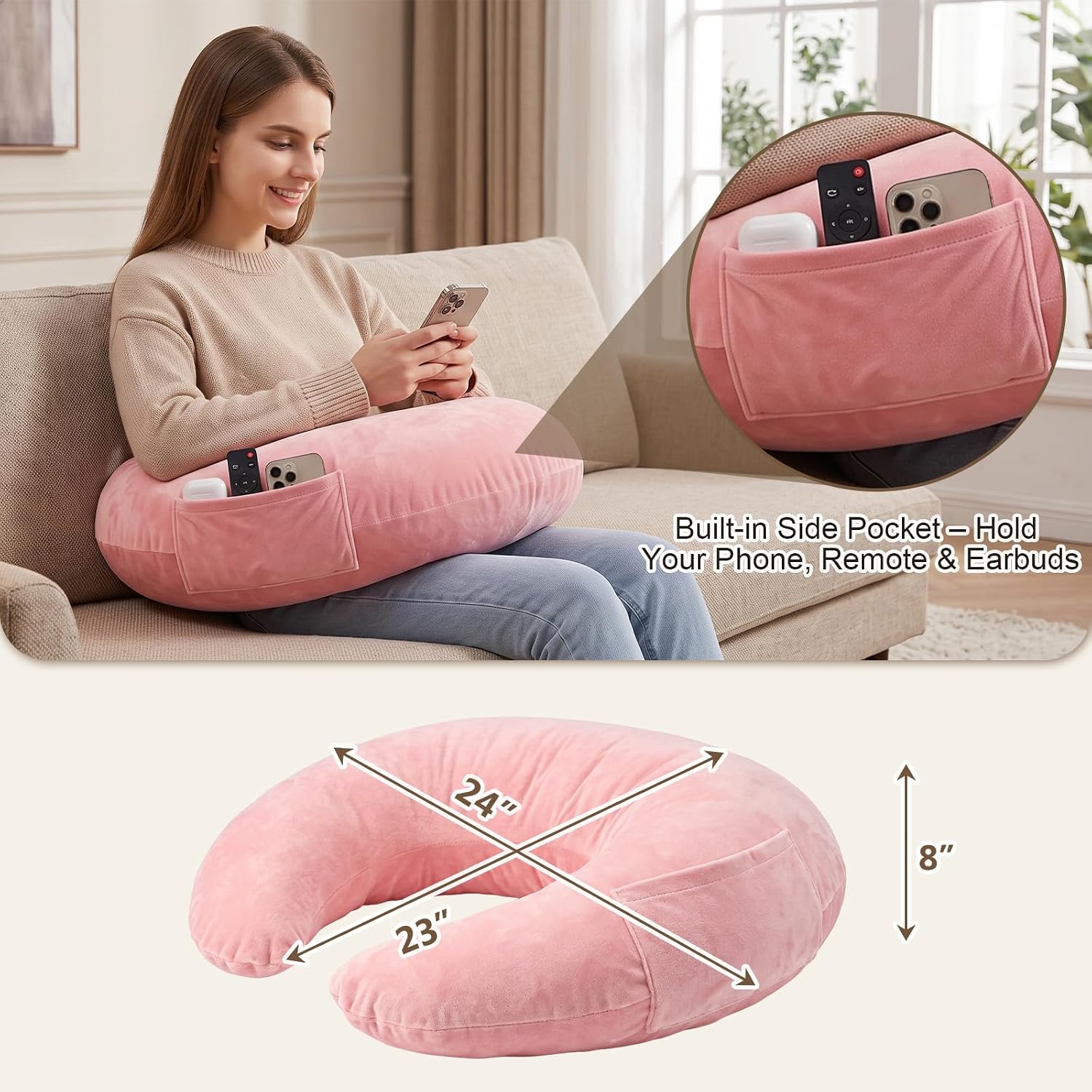 COJÍN DE LECTURA Y GAMING BGZBGZ CON ESPUMA TRITURADA Y BOLSILLO - 3