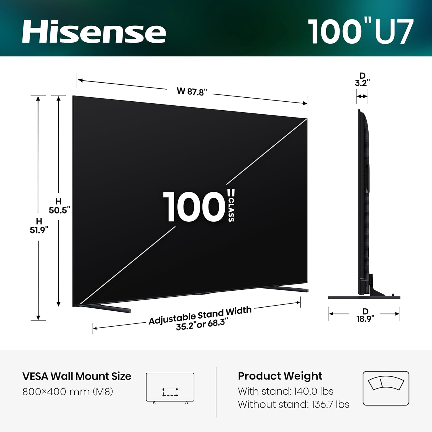 TELEVISOR HISENSE 100' U7 MINI-LED ULED 4K UHD SMART GOOGLE TV 2026 - 3