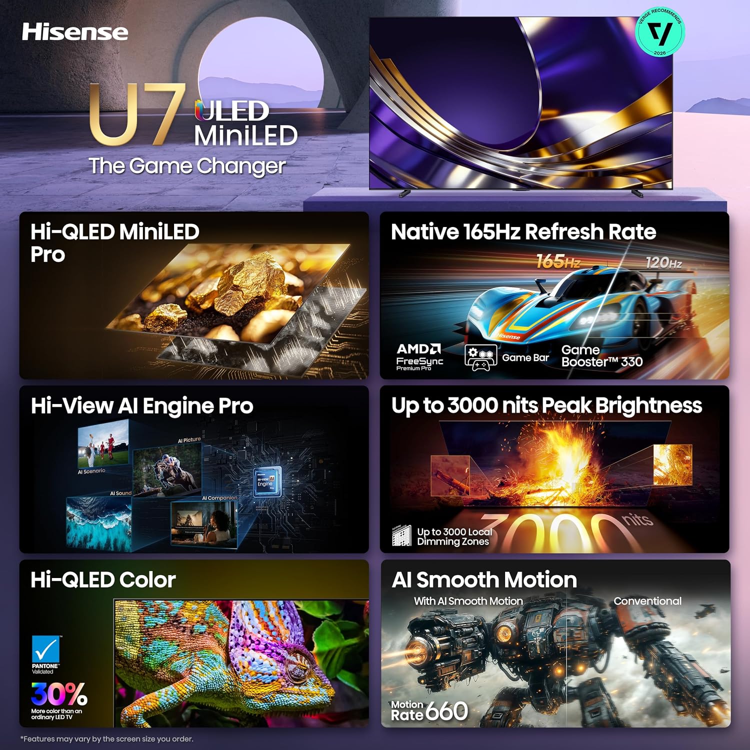 TELEVISOR HISENSE 100' U7 MINI-LED ULED 4K UHD SMART GOOGLE TV 2026 - 4