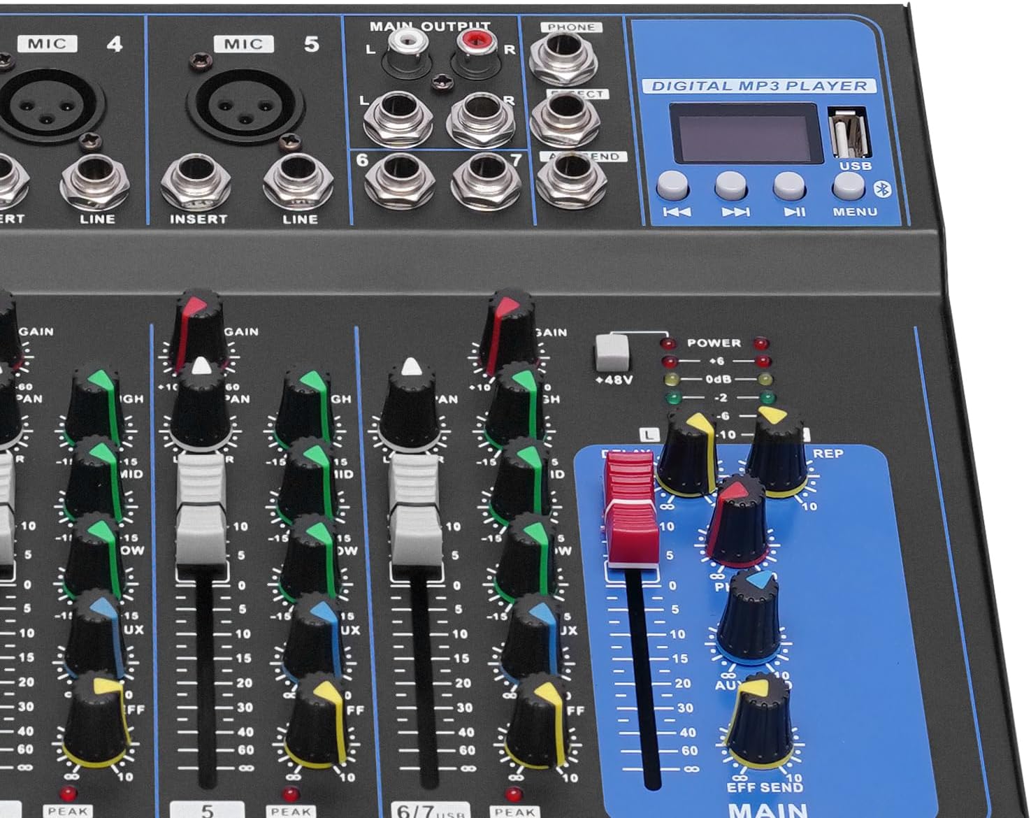 MEZCLADOR DE AUDIO 7 CANALES IOENC CON BLUETOOTH Y ECUALIZADOR DE 3 BANDAS - 5