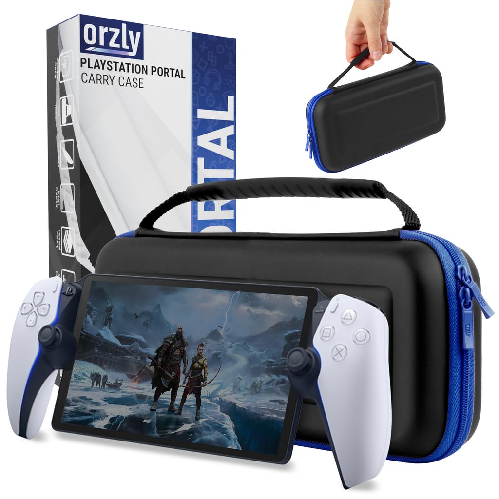 ESTUCHE ORZLY PARA PLAYSTATION PORTAL PS5 NEGRO Y AZUL - 1