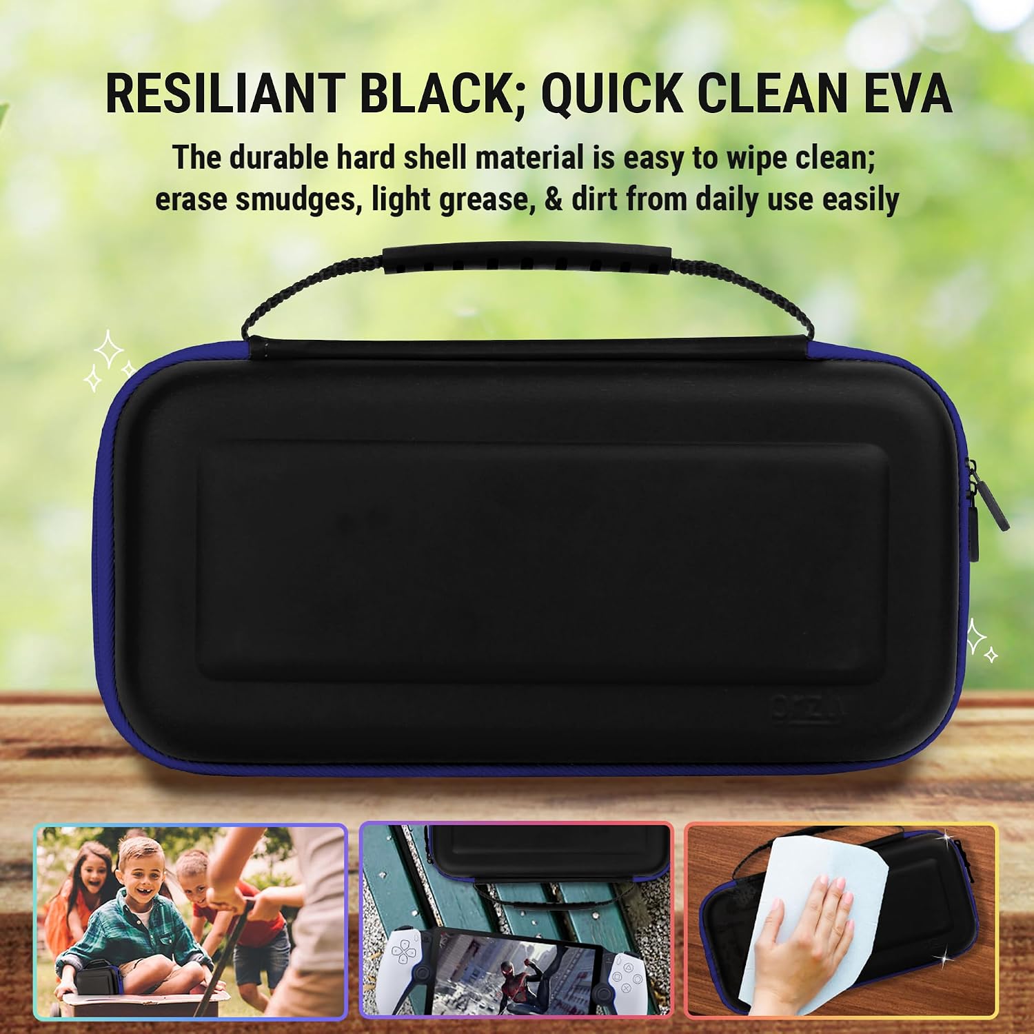 ESTUCHE ORZLY PARA PLAYSTATION PORTAL PS5 NEGRO Y AZUL - 3