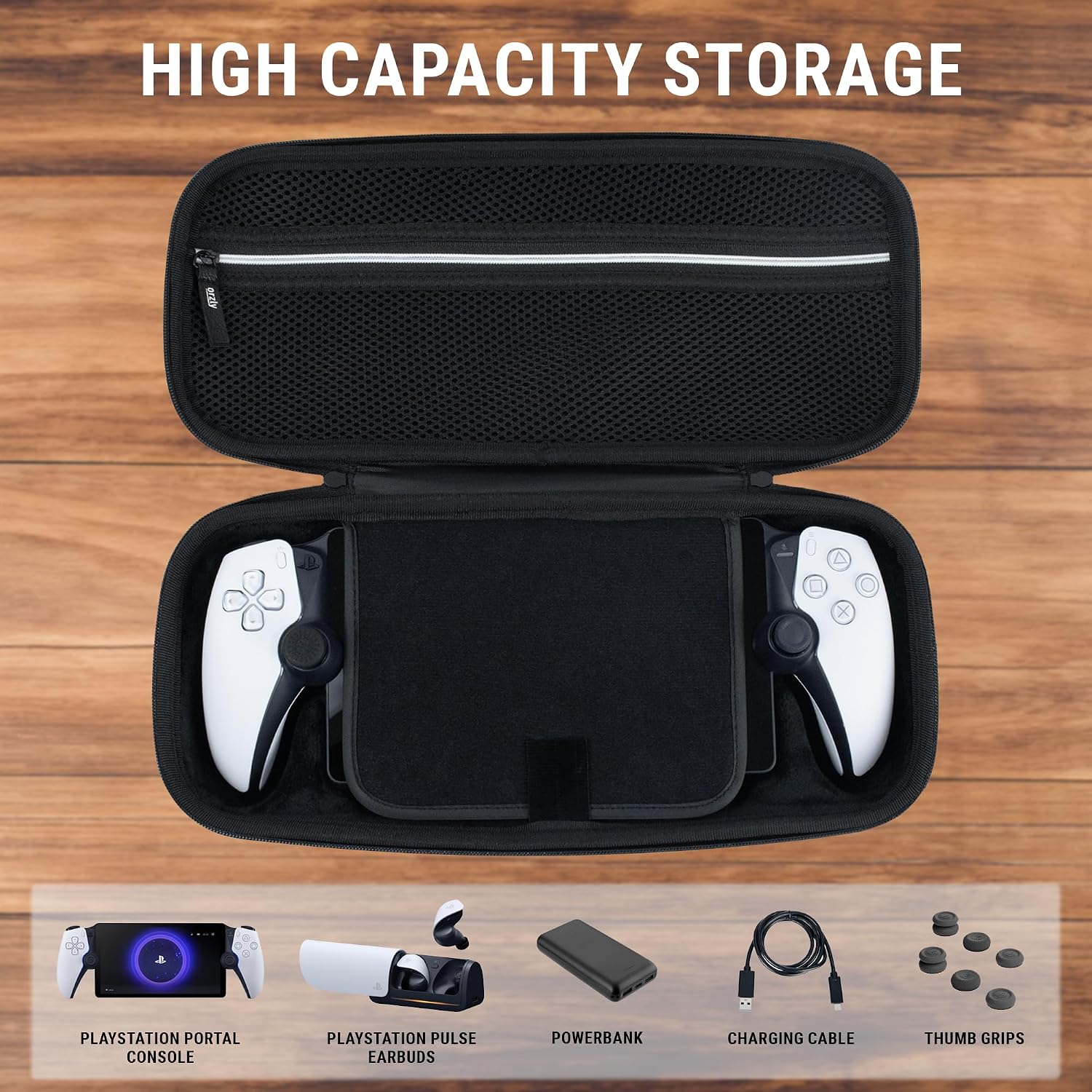 ESTUCHE ORZLY PARA PLAYSTATION PORTAL PS5 NEGRO Y AZUL - 5